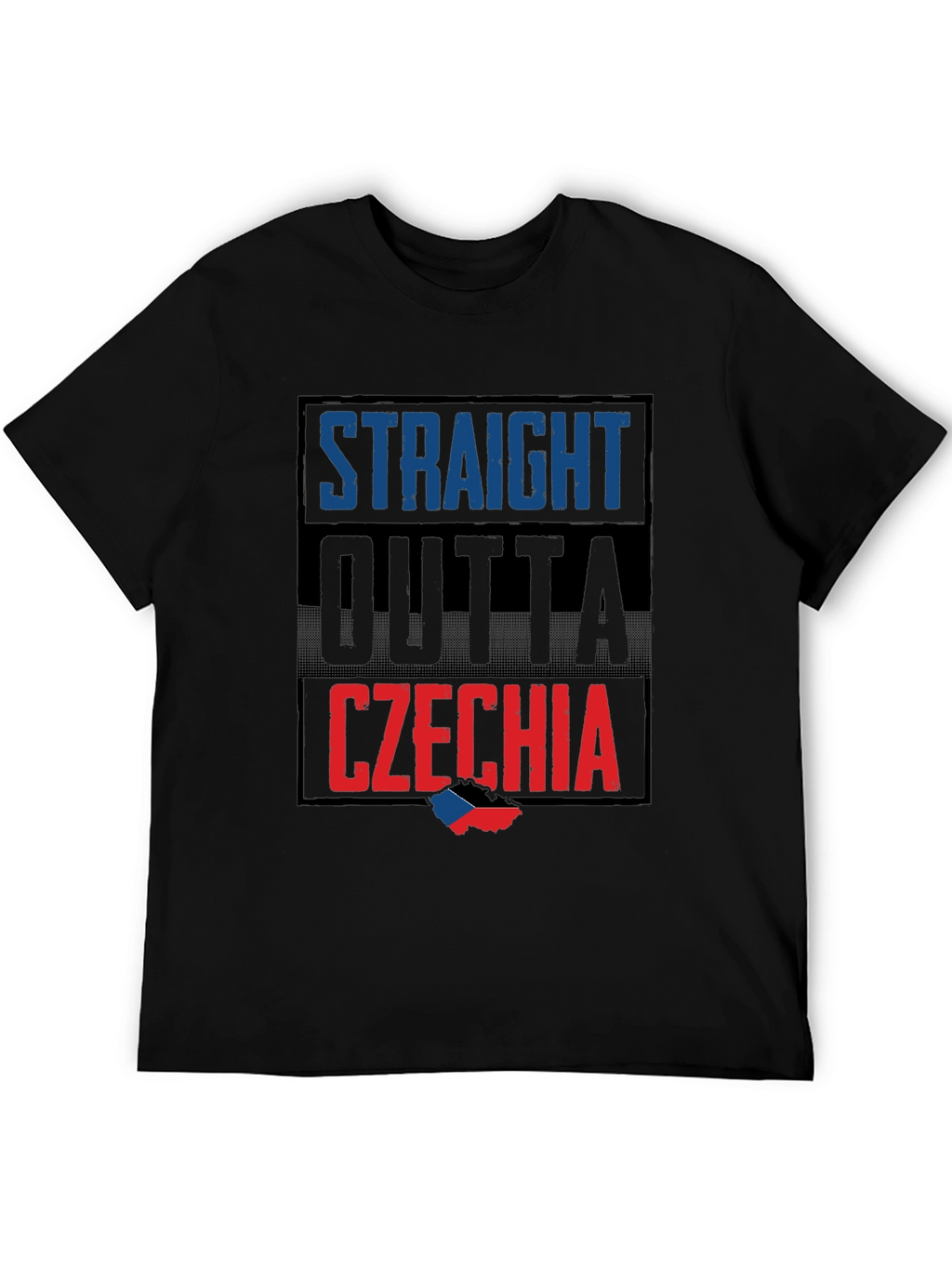 Straight Outta Czechia T-Shirt - Black Crew Neck