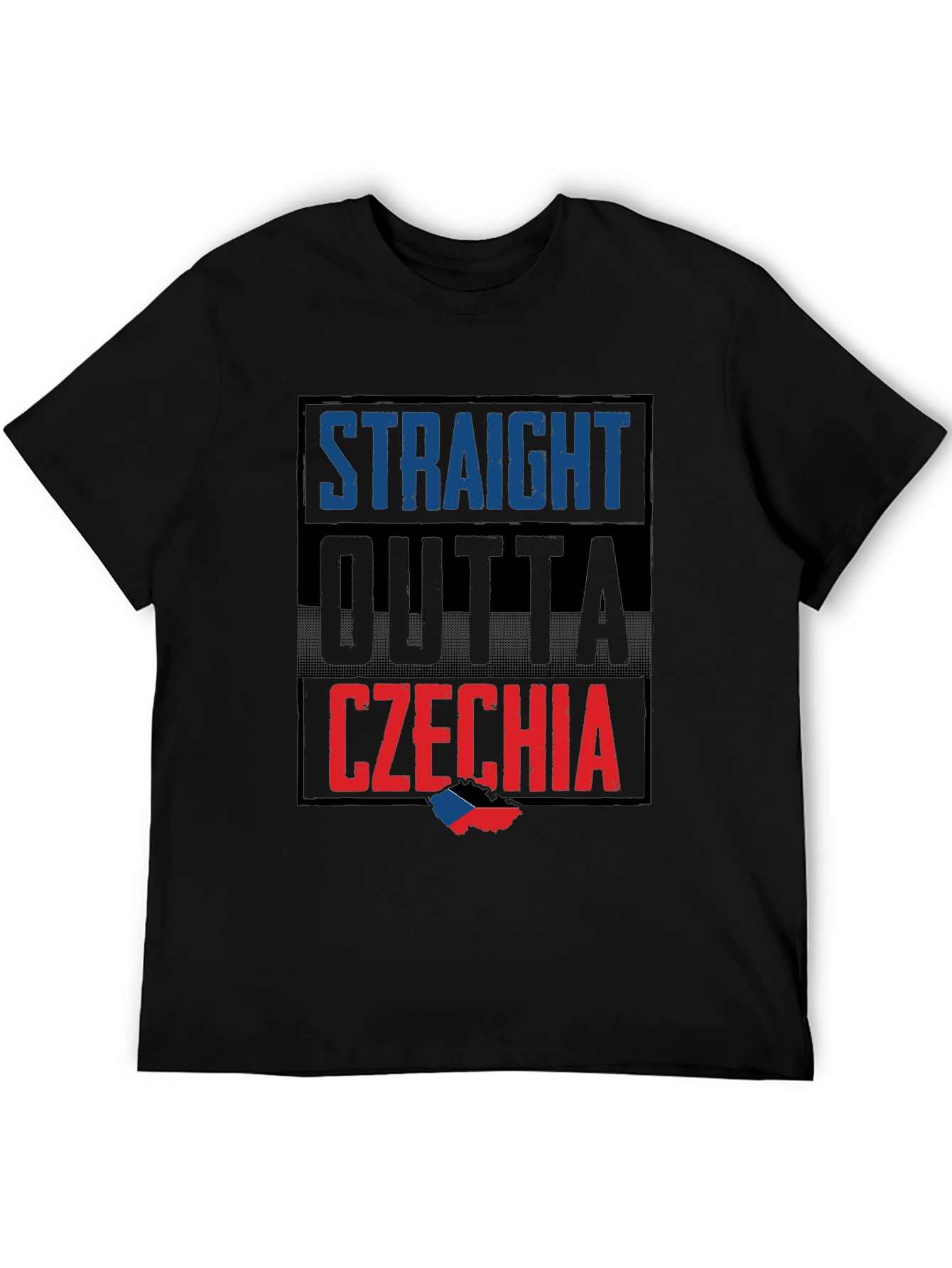 Straight Outta Czechia T-Shirt - Black Crew Neck