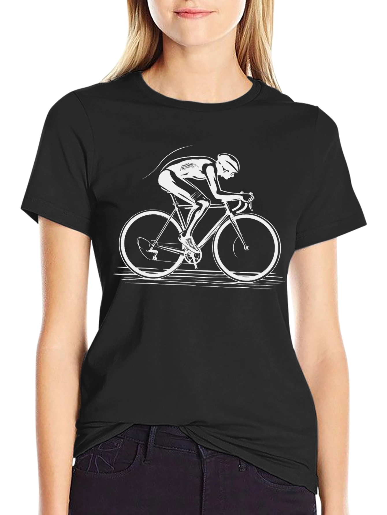 Cyclist Graphic Tee - Black Cotton Comfort