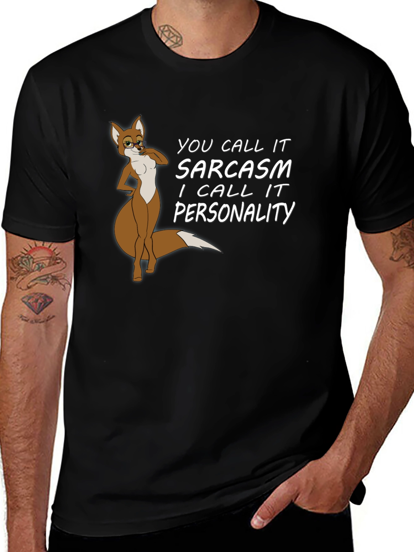 Sarcastic Fox Graphic Tee - Unisex Black T-Shirt