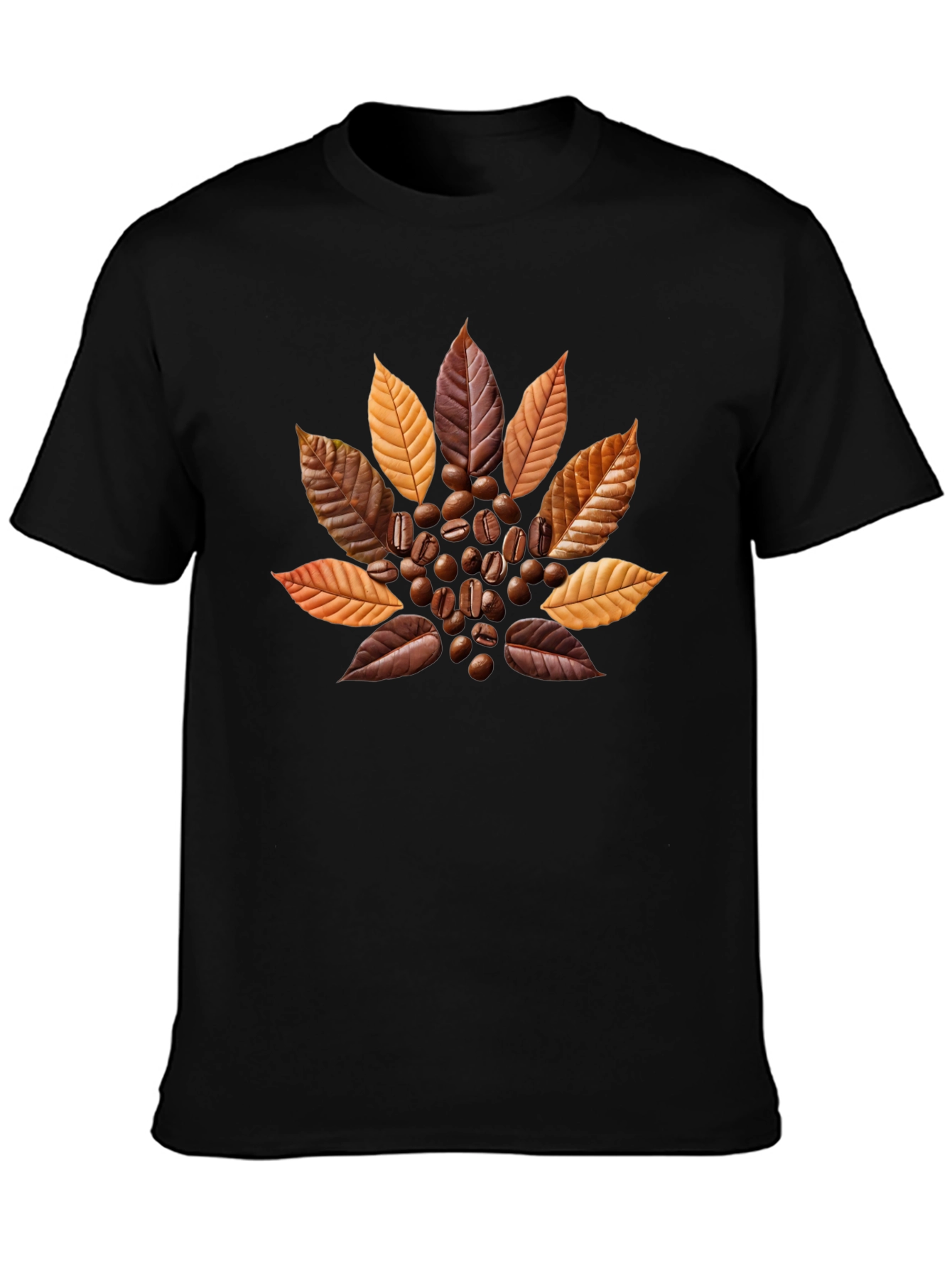 Coffee Bean & Leaf Graphic Tee - Stylish Casual Wear