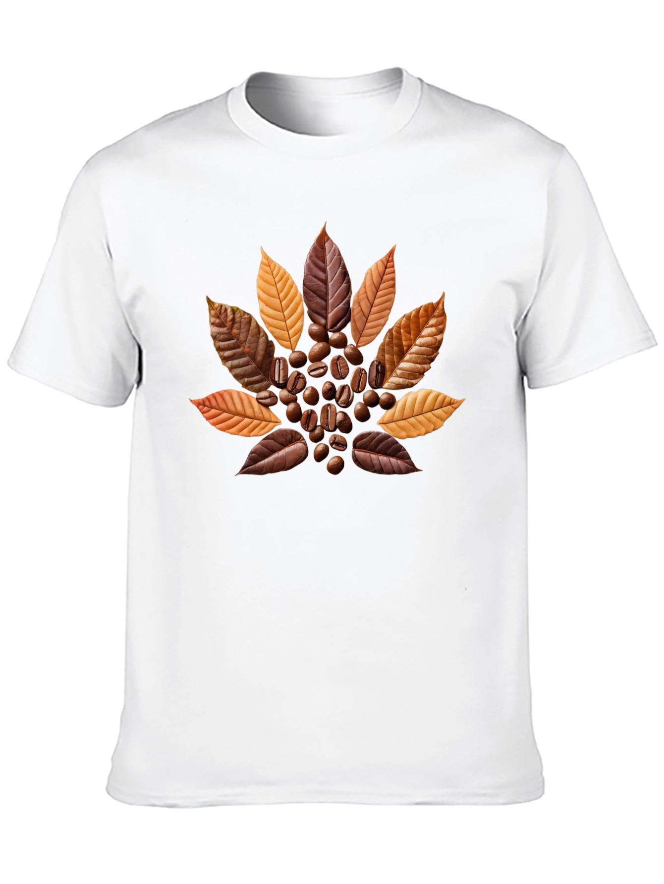 Coffee Bean & Leaf Graphic Tee - Stylish Casual Wear