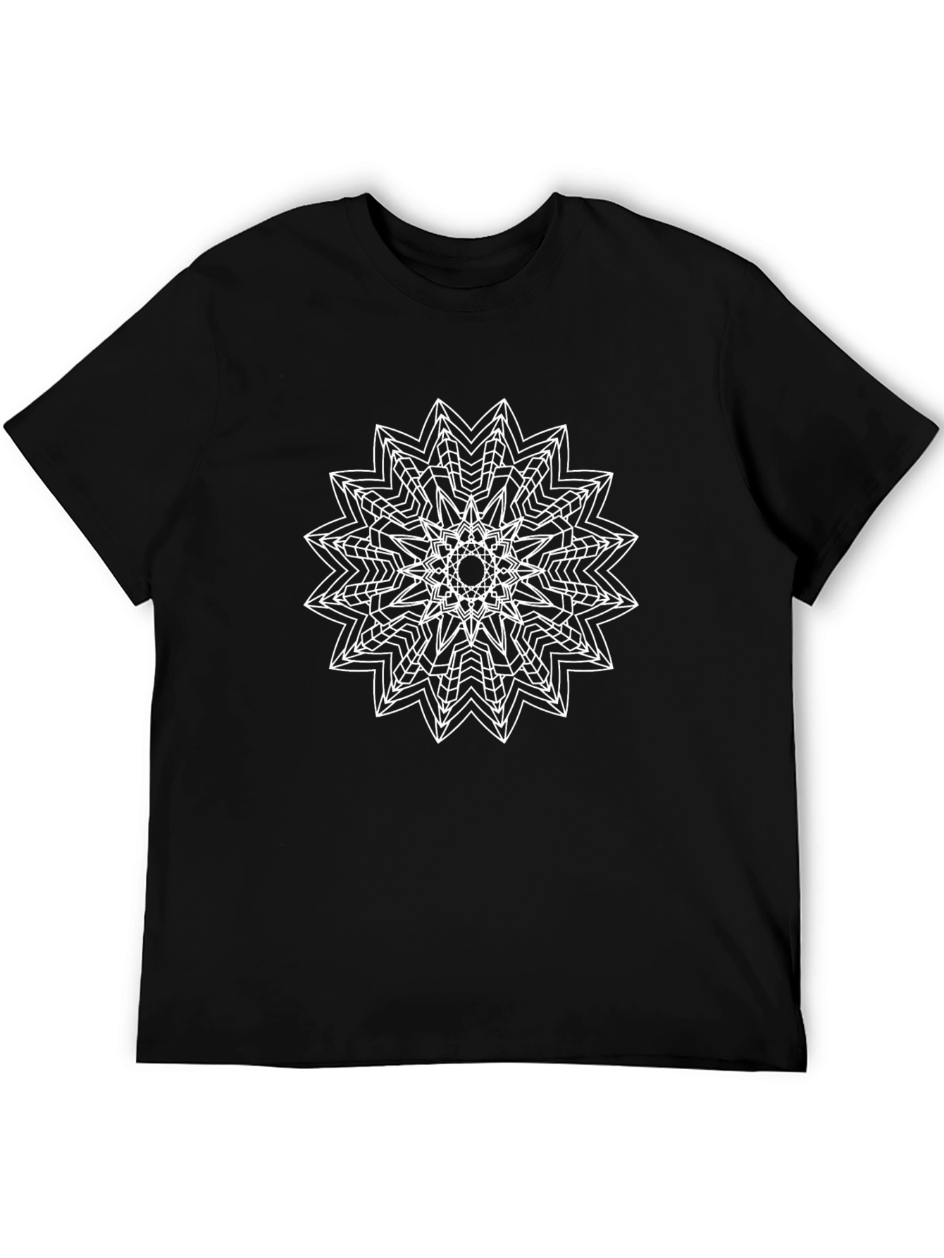 Geometric Starburst Graphic Black T-Shirt