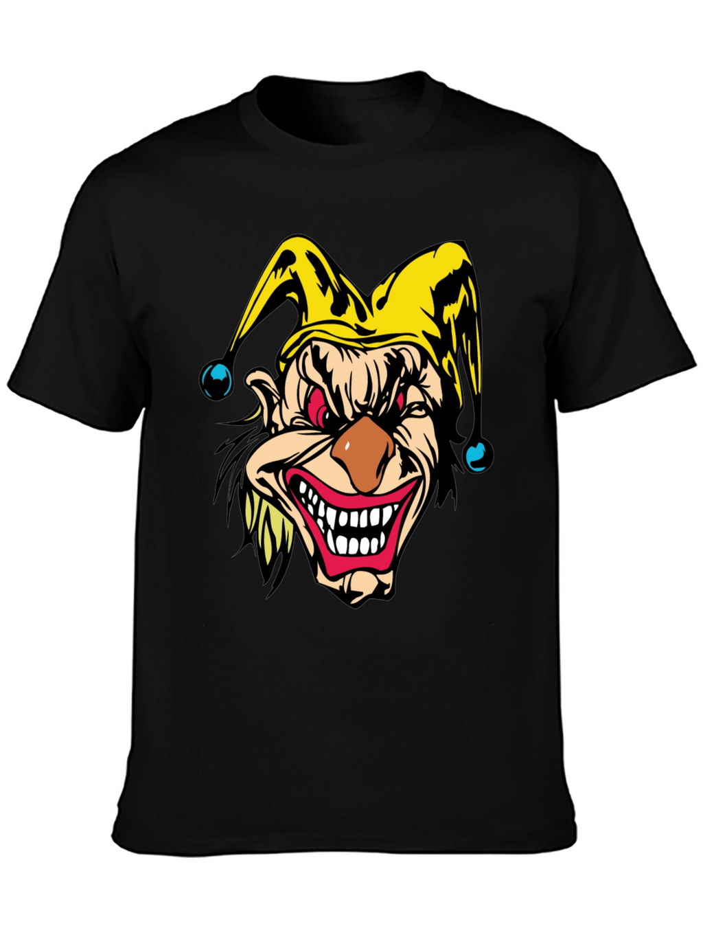 Mens Black T-Shirt - Evil Jester Graphic Tee