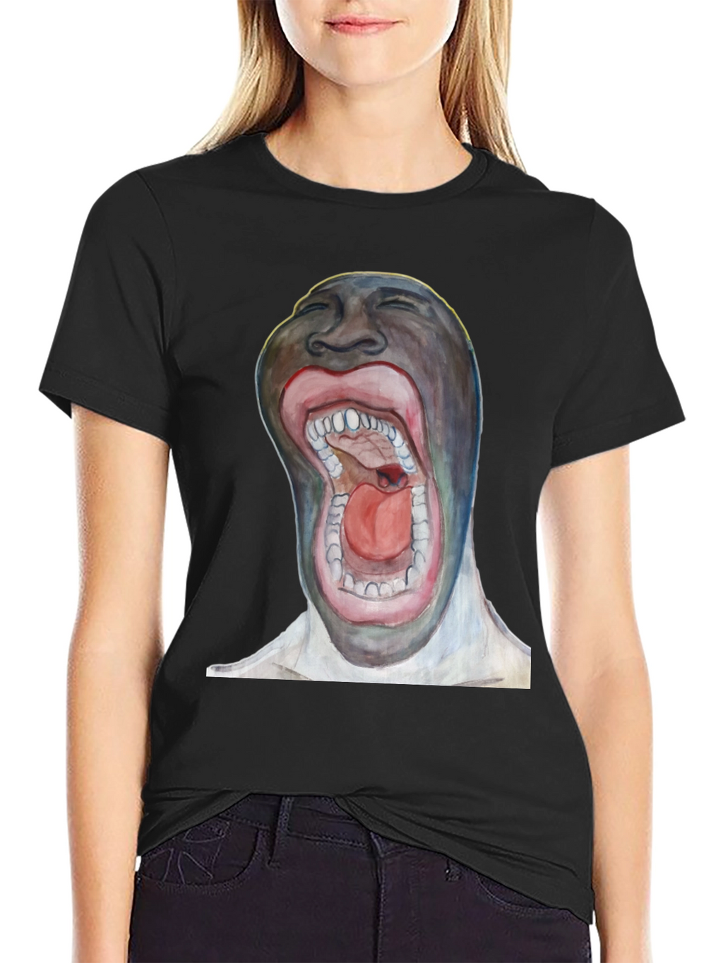 Surreal Open Mouth Graphic T-Shirt