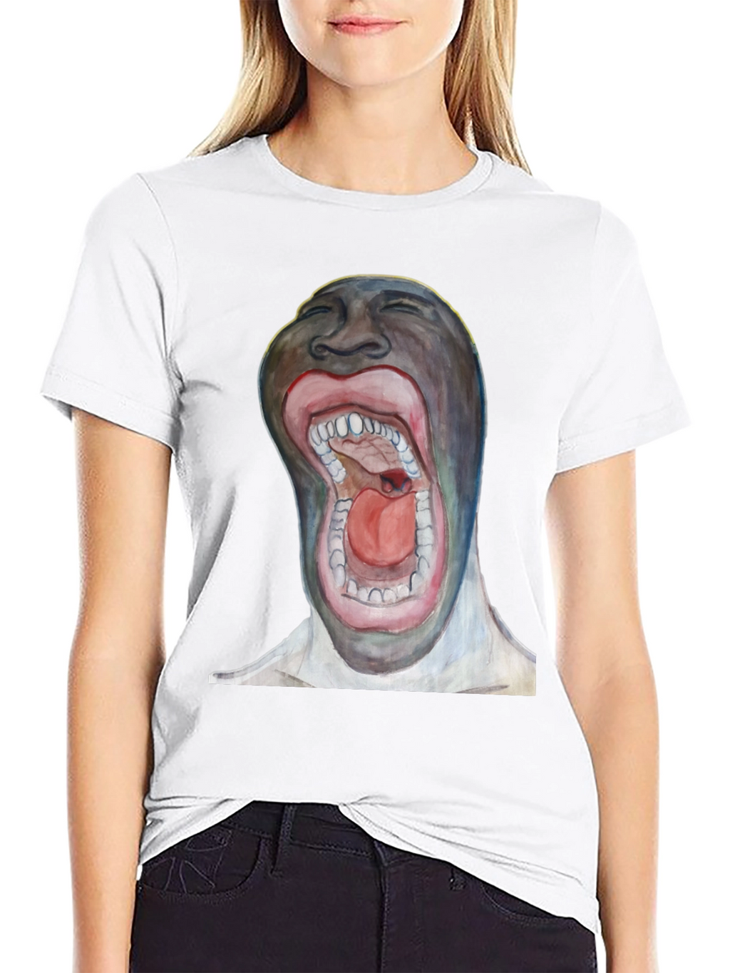 Surreal Open Mouth Graphic T-Shirt