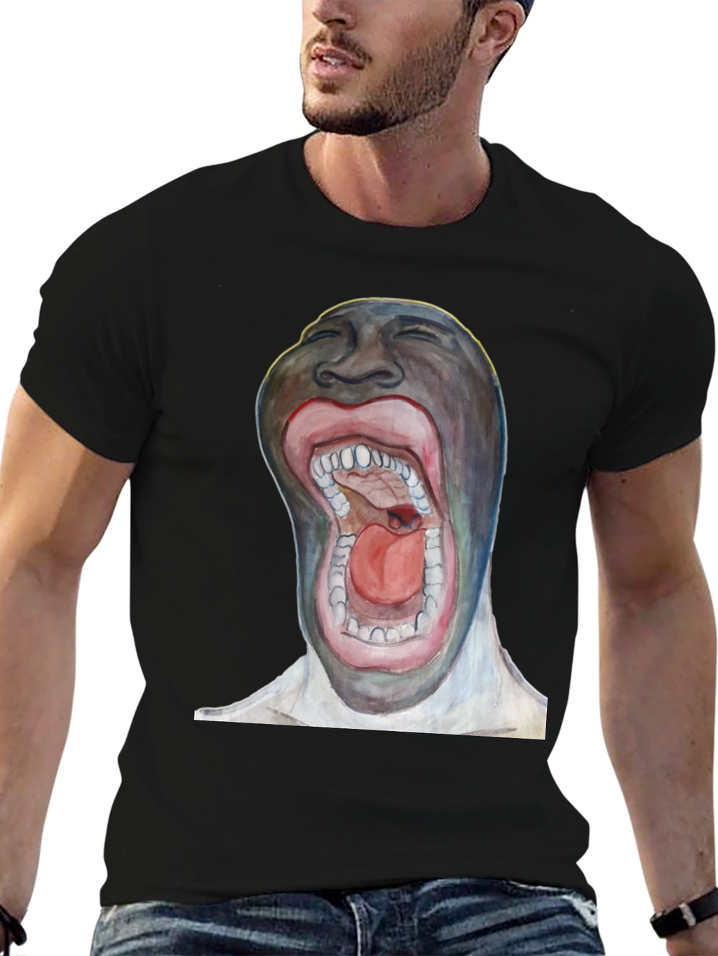Surreal Open Mouth Graphic T-Shirt