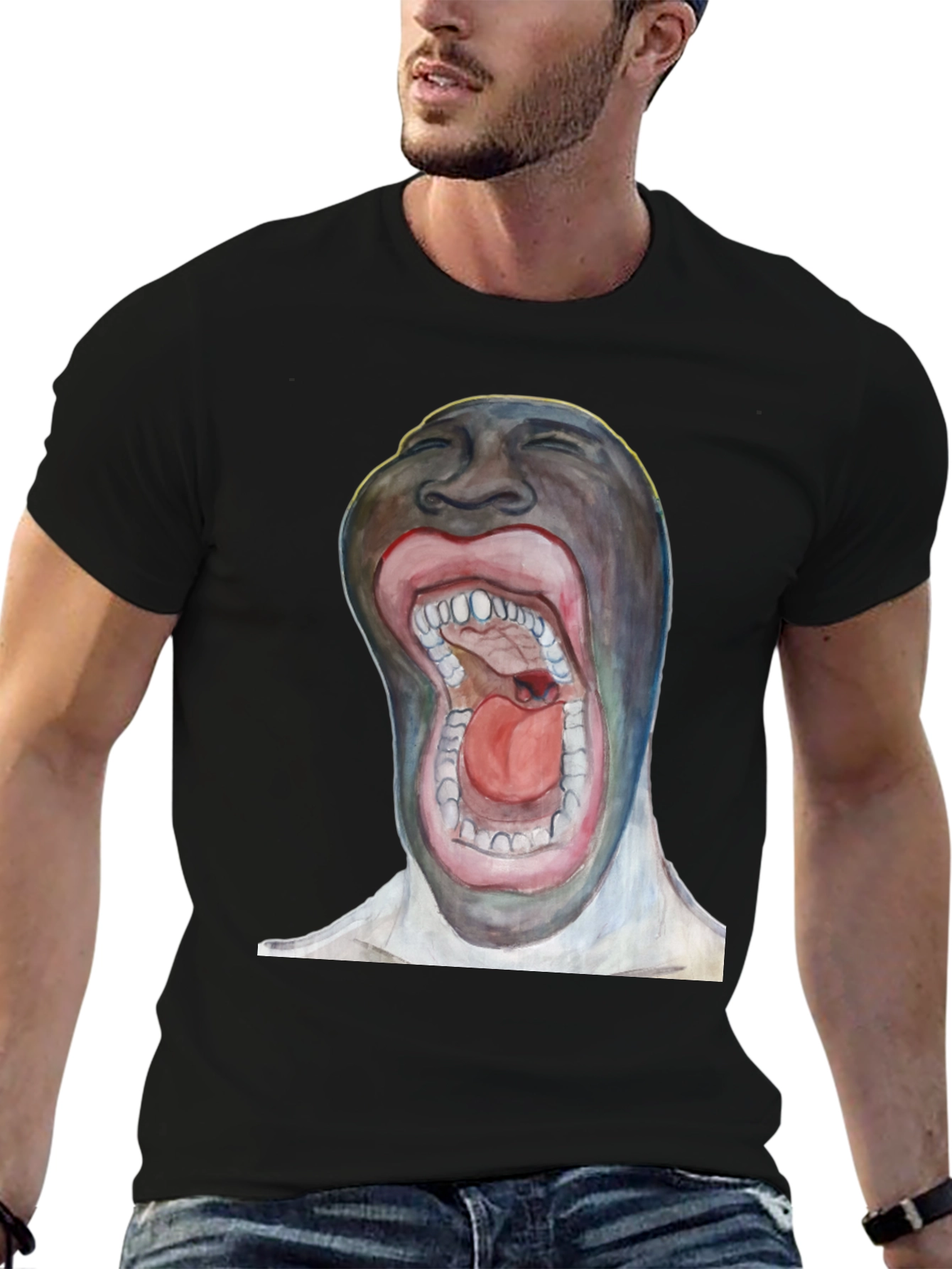 Surreal Open Mouth Graphic T-Shirt