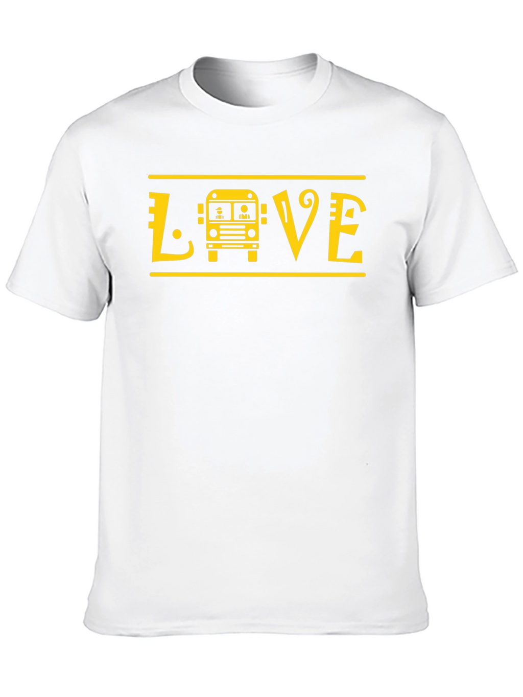 Love School Bus T-Shirt - Yellow Graphic Print