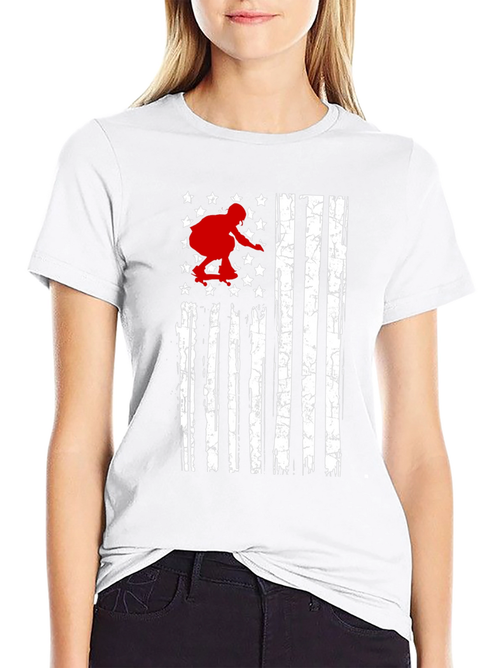 Skateboarding USA Flag Graphic T-Shirt
