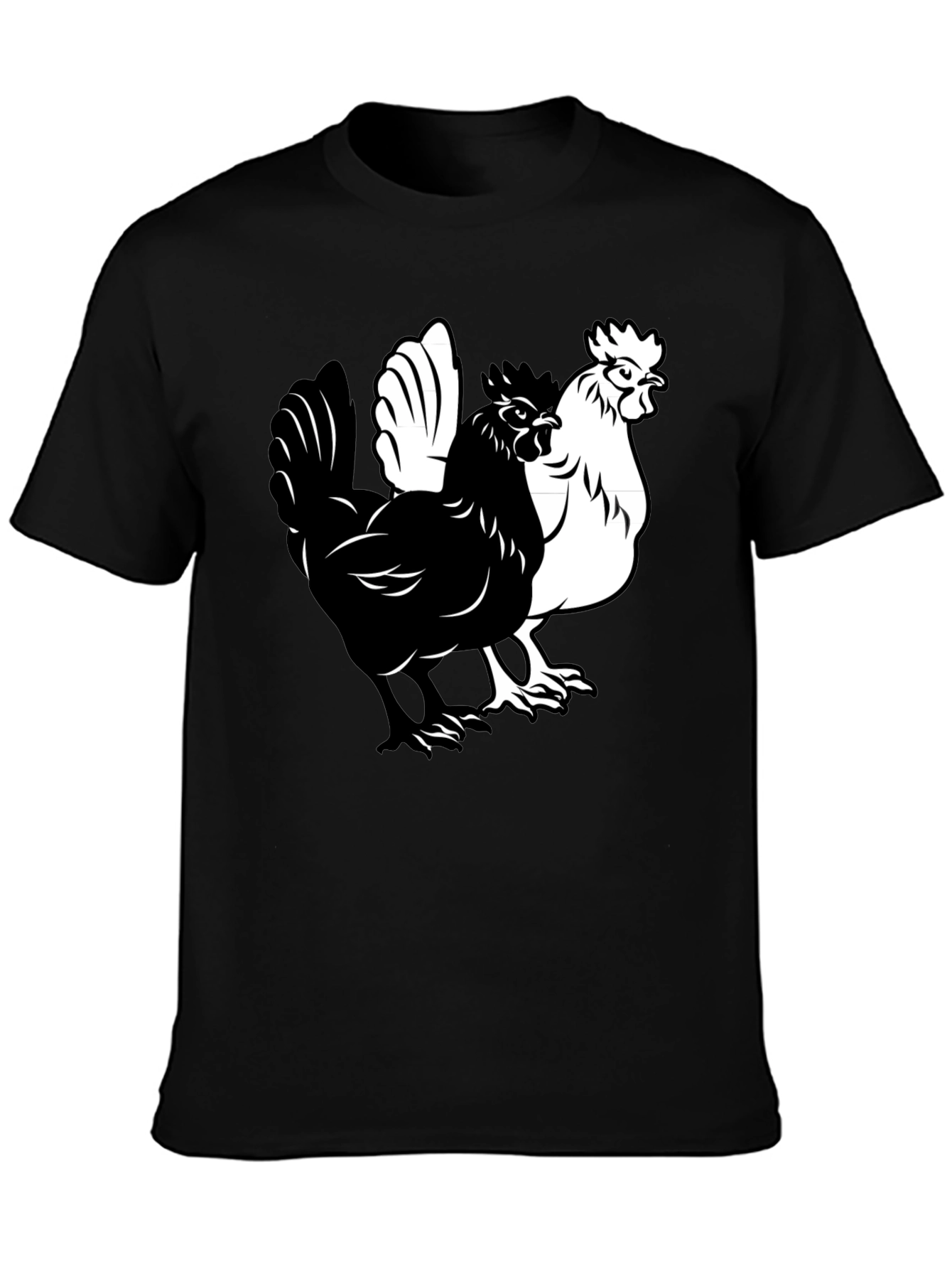 Yin Yang Chicken Graphic T-Shirt - Black