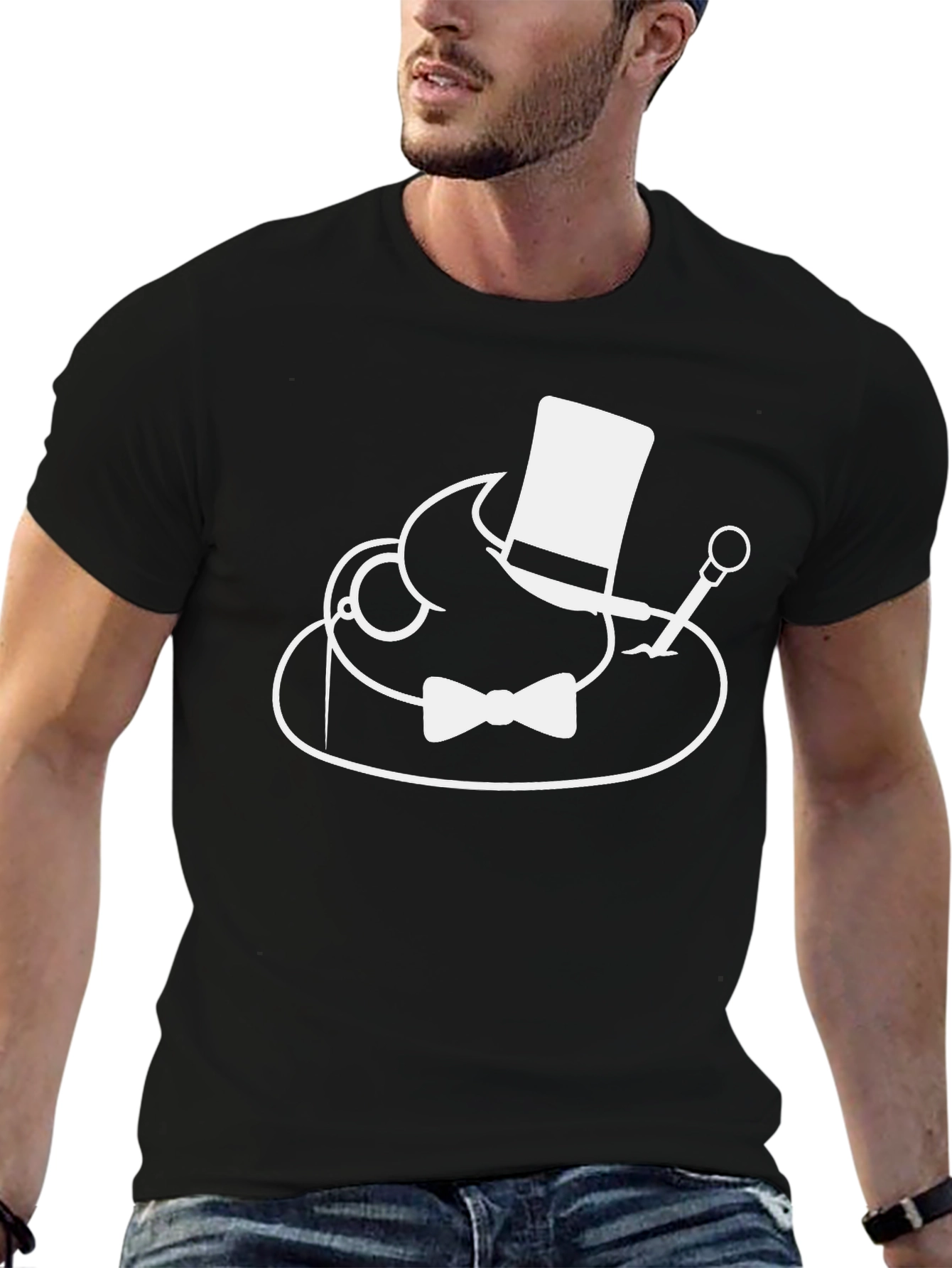 Dapper Top Hat Bow Tie T-Shirt - Unique Graphic Tee