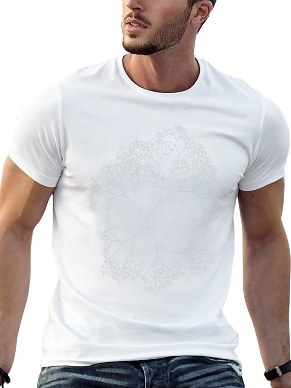 Fractal Tree Graphic Tee - Black Cotton Blend
