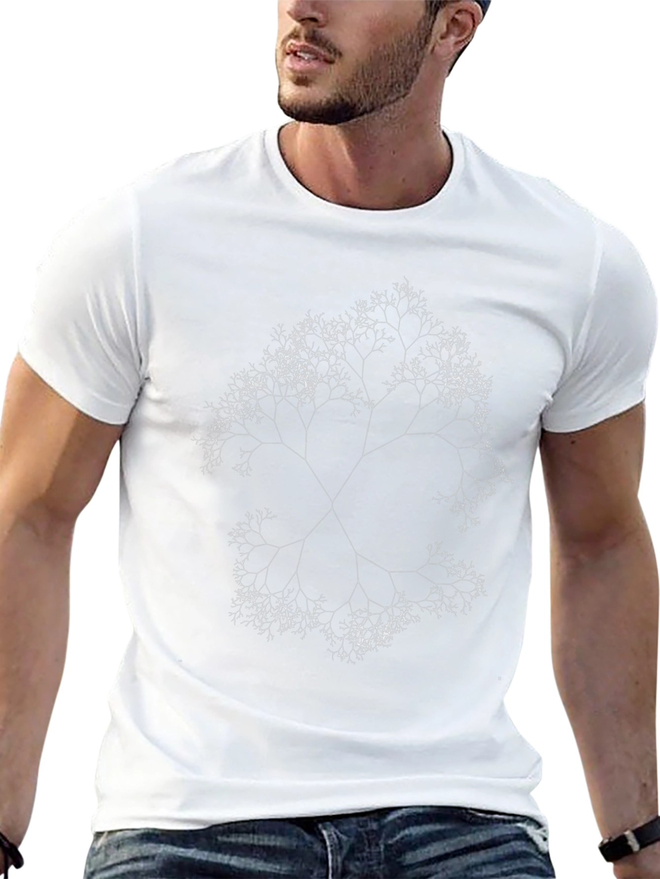 Fractal Tree Graphic Tee - Black Cotton Blend