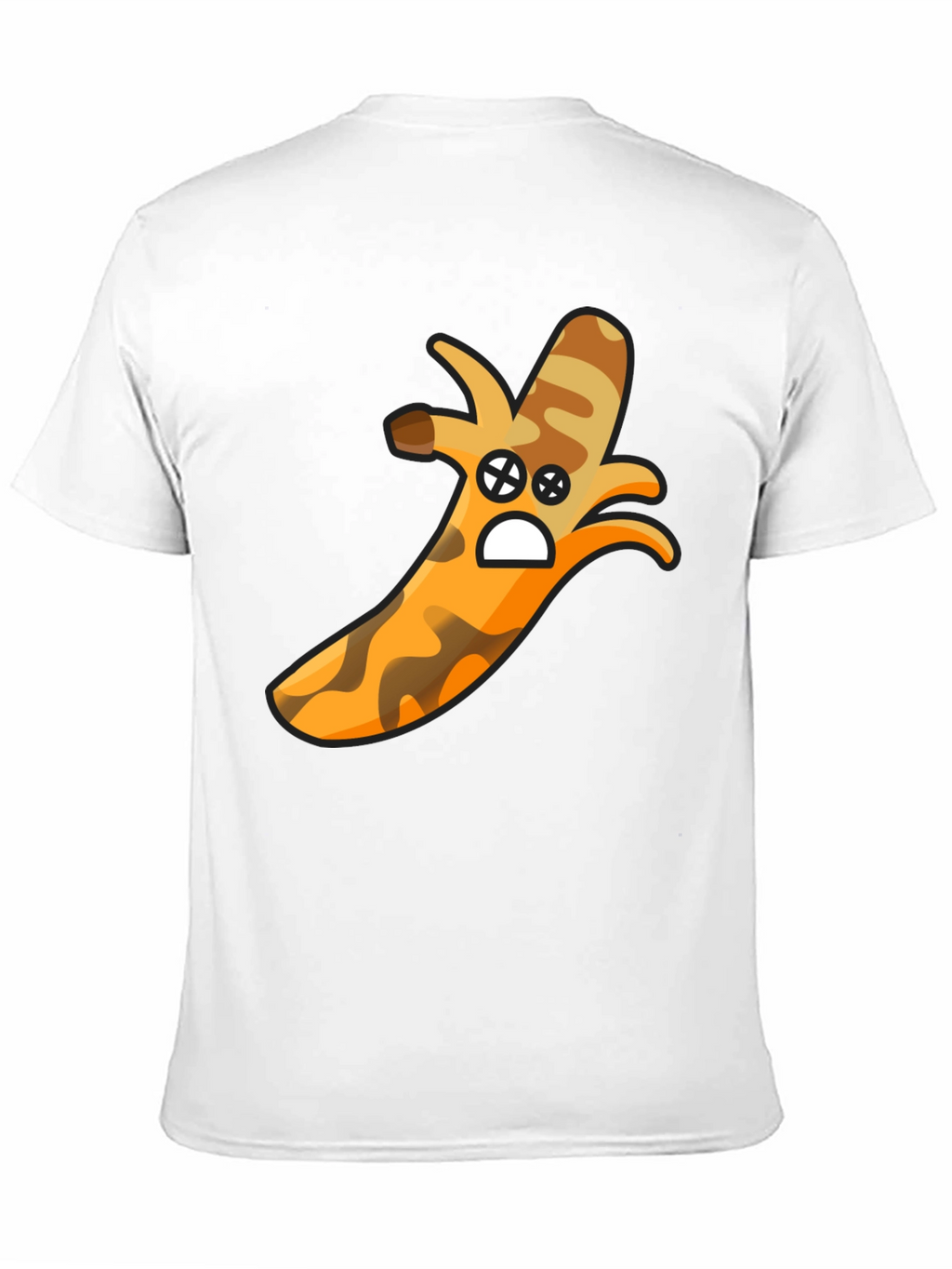 Camouflage Banana Cartoon Graphic Black T-Shirt