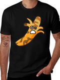 Camouflage Banana Cartoon Graphic Black T-Shirt