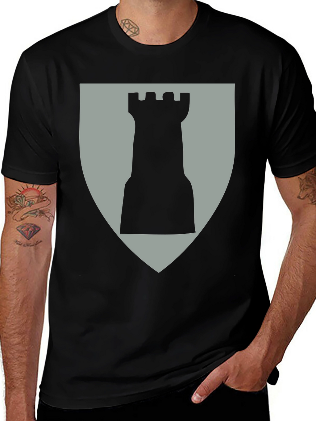 Chess Rook Graphic Tee - Black