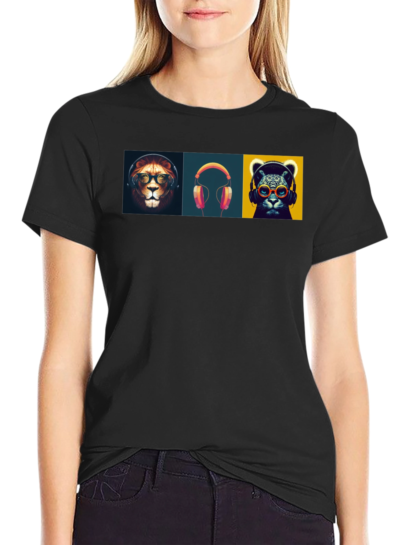 Cool Cats & Beats Black Graphic Tee