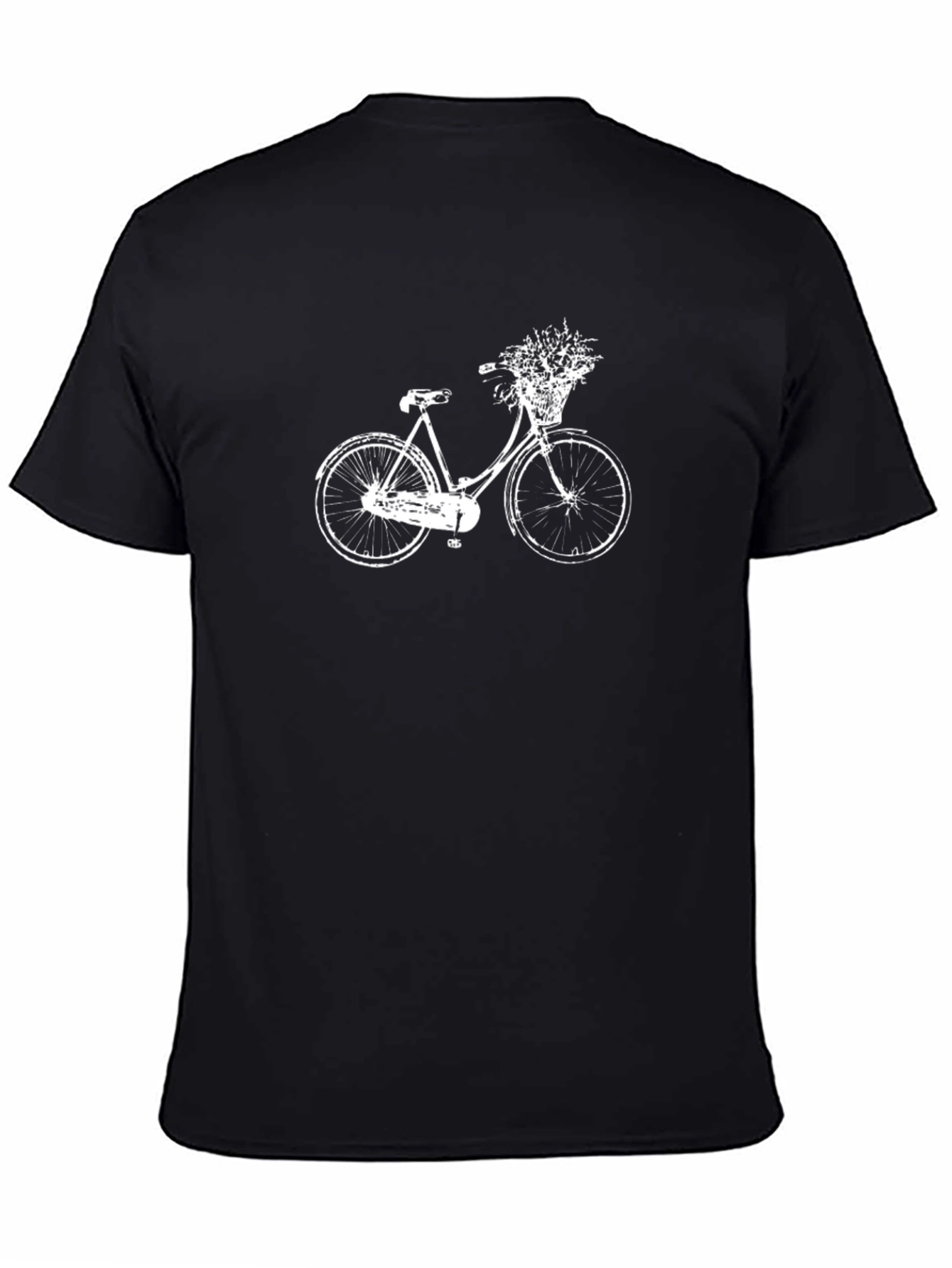 Black T-Shirt with White Bicycle Graphic