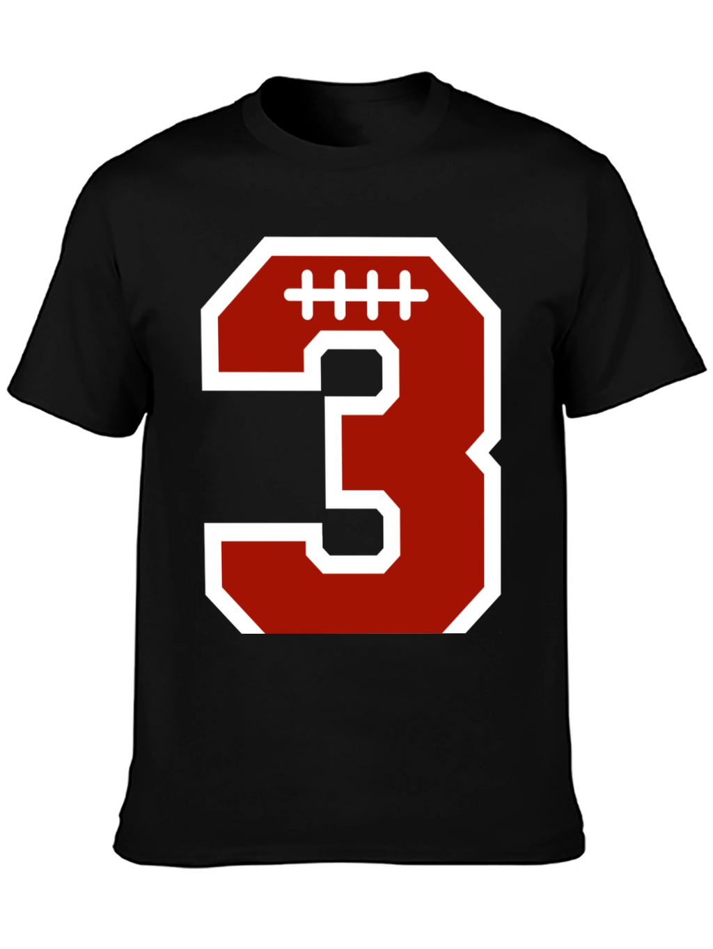 Football Number 3 T-Shirt - Black