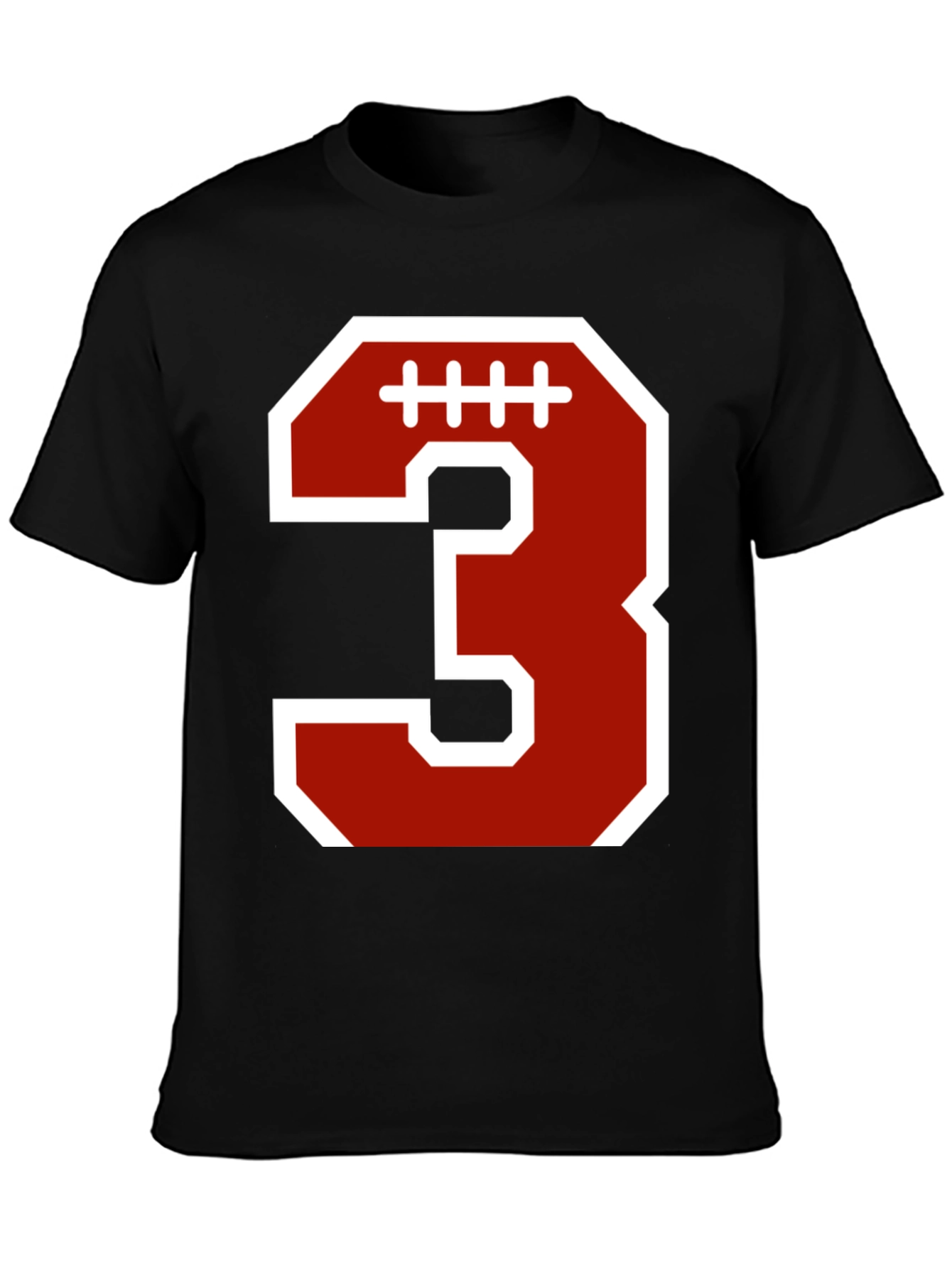 Football Number 3 T-Shirt - Black