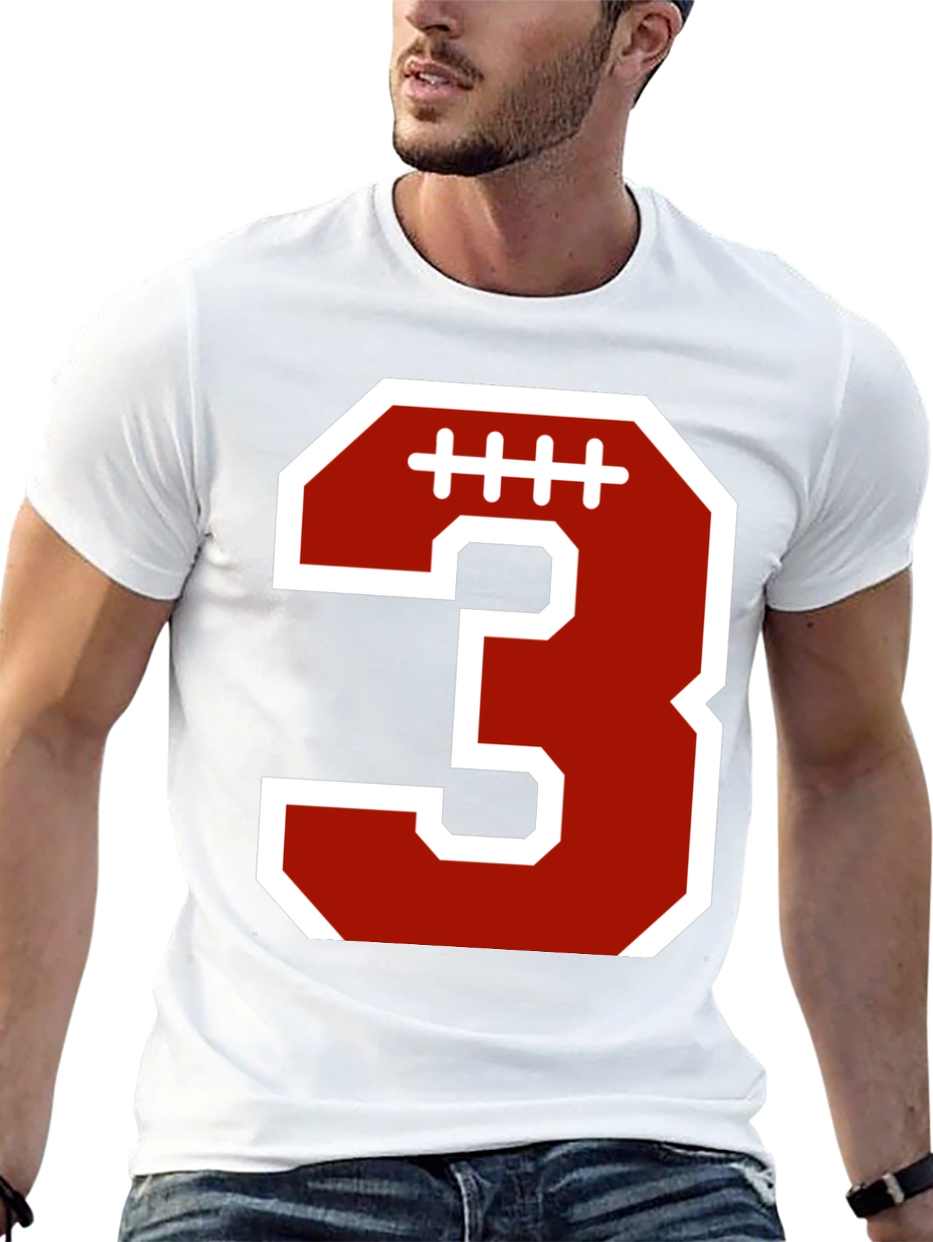Football Number 3 T-Shirt - Black