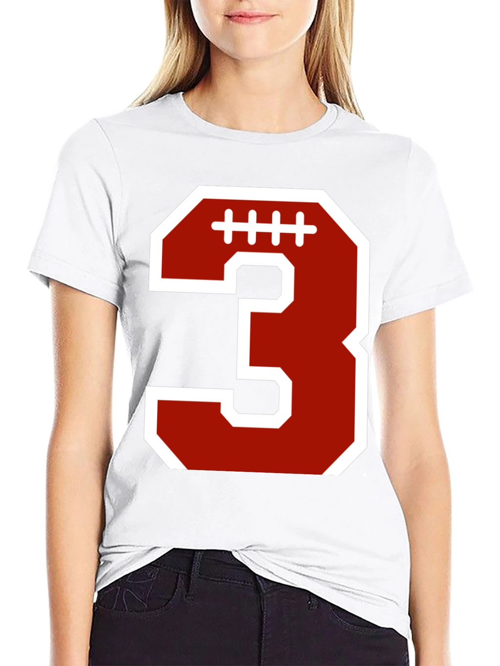 Football Number 3 T-Shirt - Black