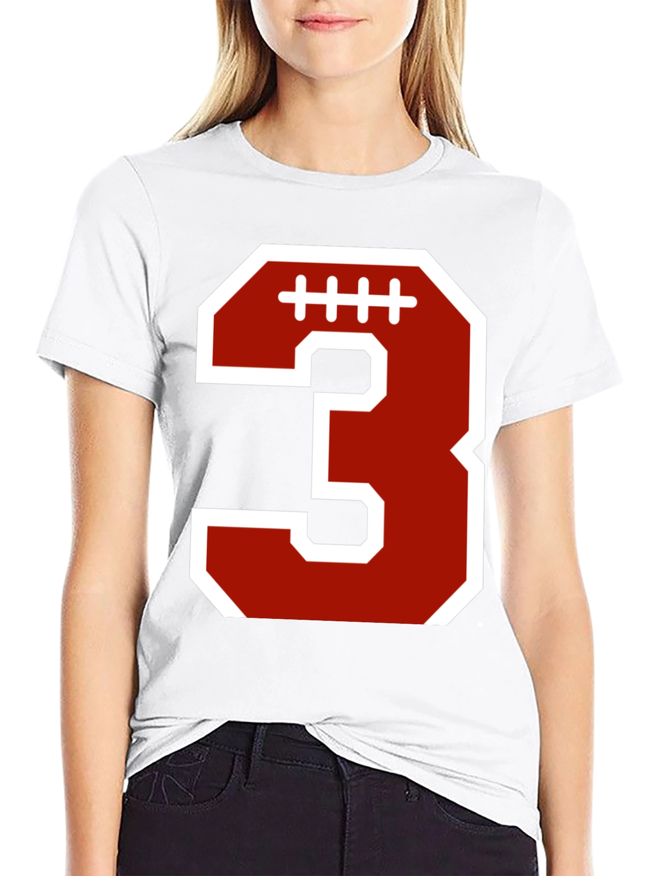 Football Number 3 T-Shirt - Black