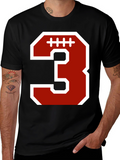 Football Number 3 T-Shirt - Black
