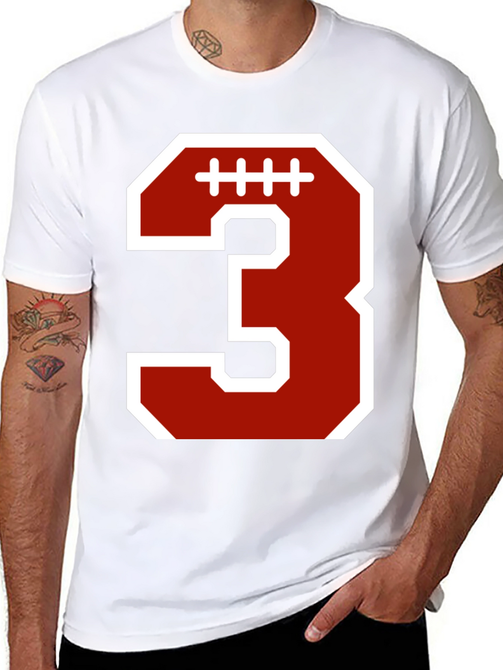 Football Number 3 T-Shirt - Black