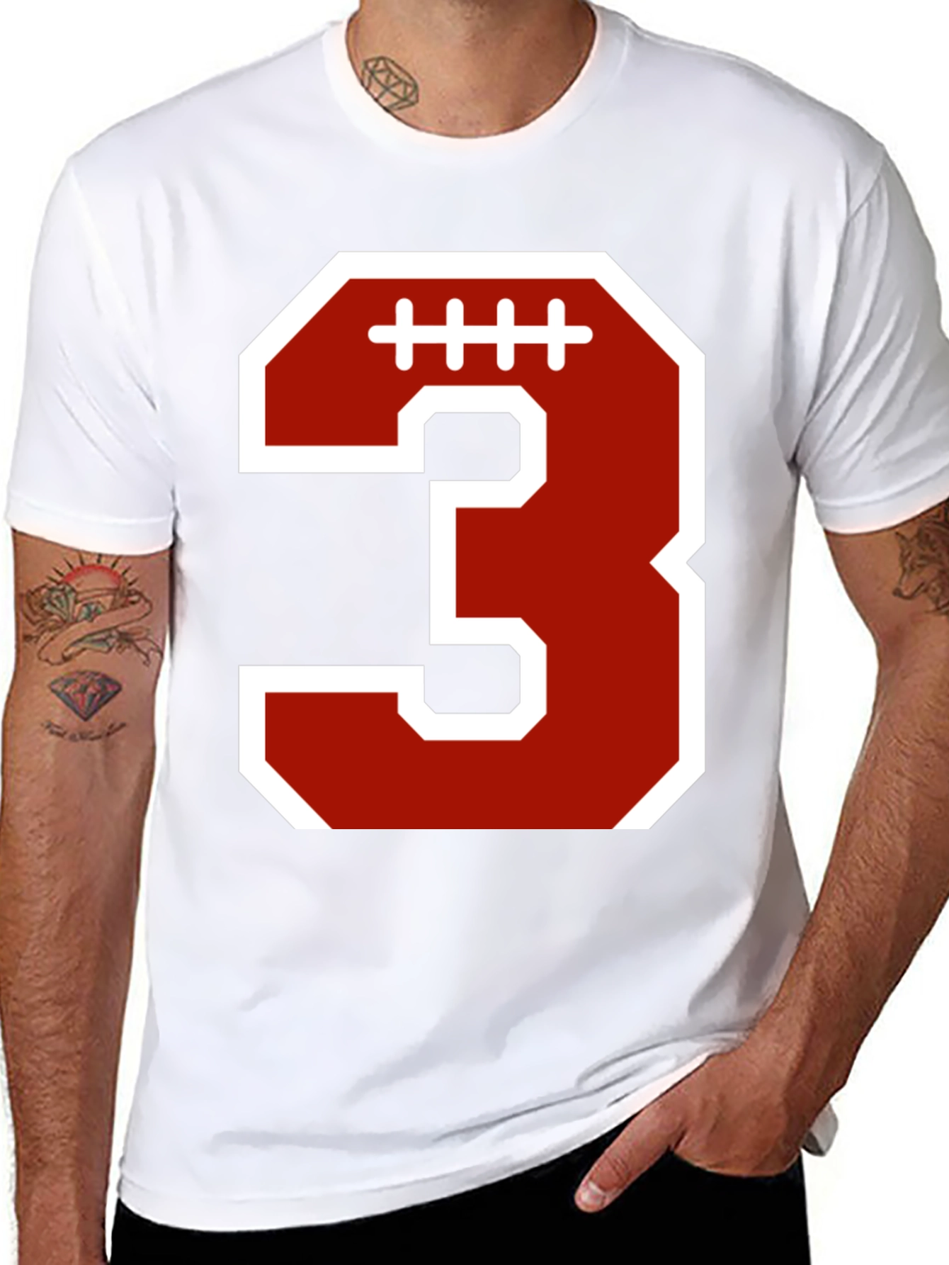 Football Number 3 T-Shirt - Black