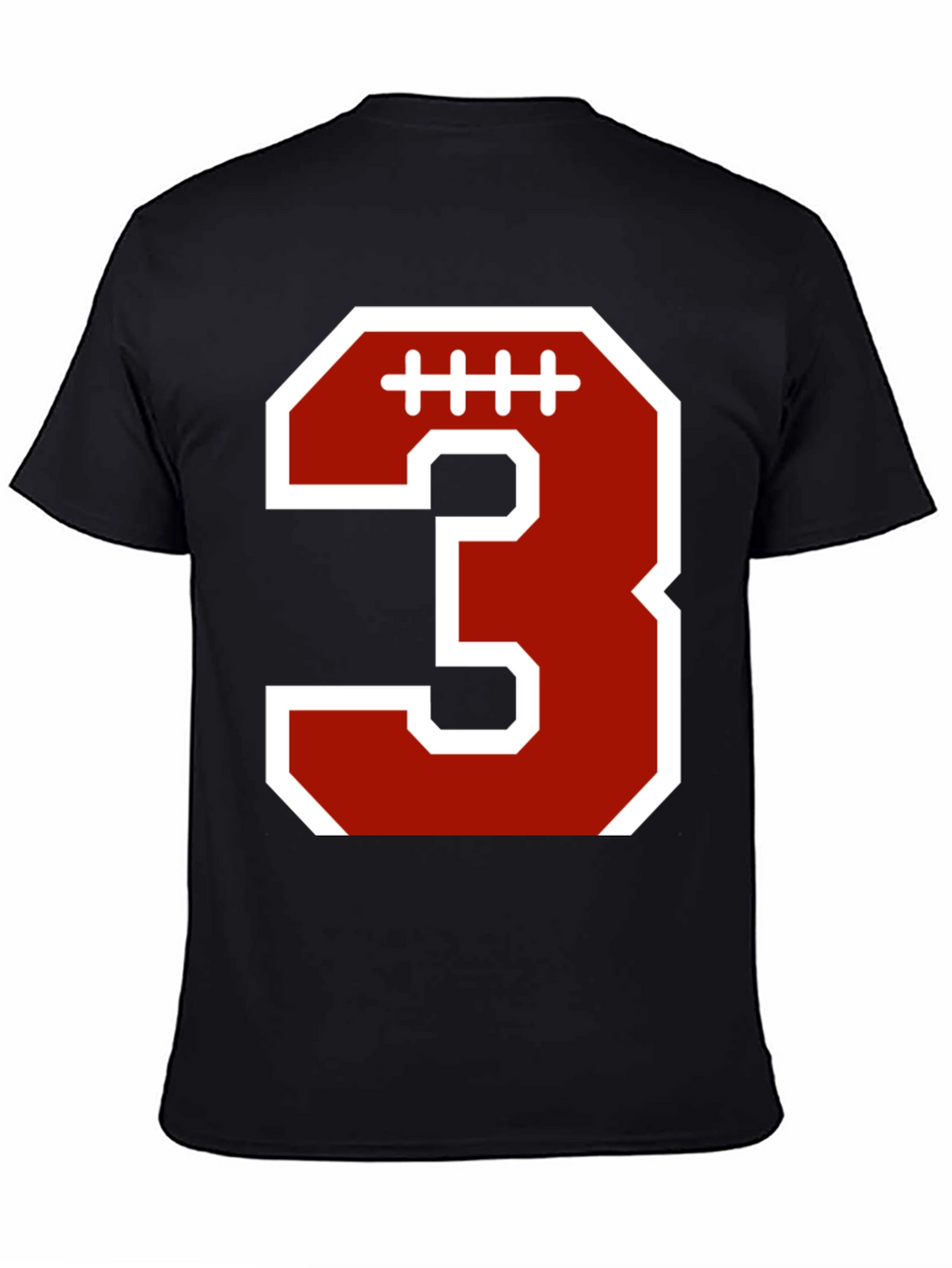 Football Number 3 T-Shirt - Black