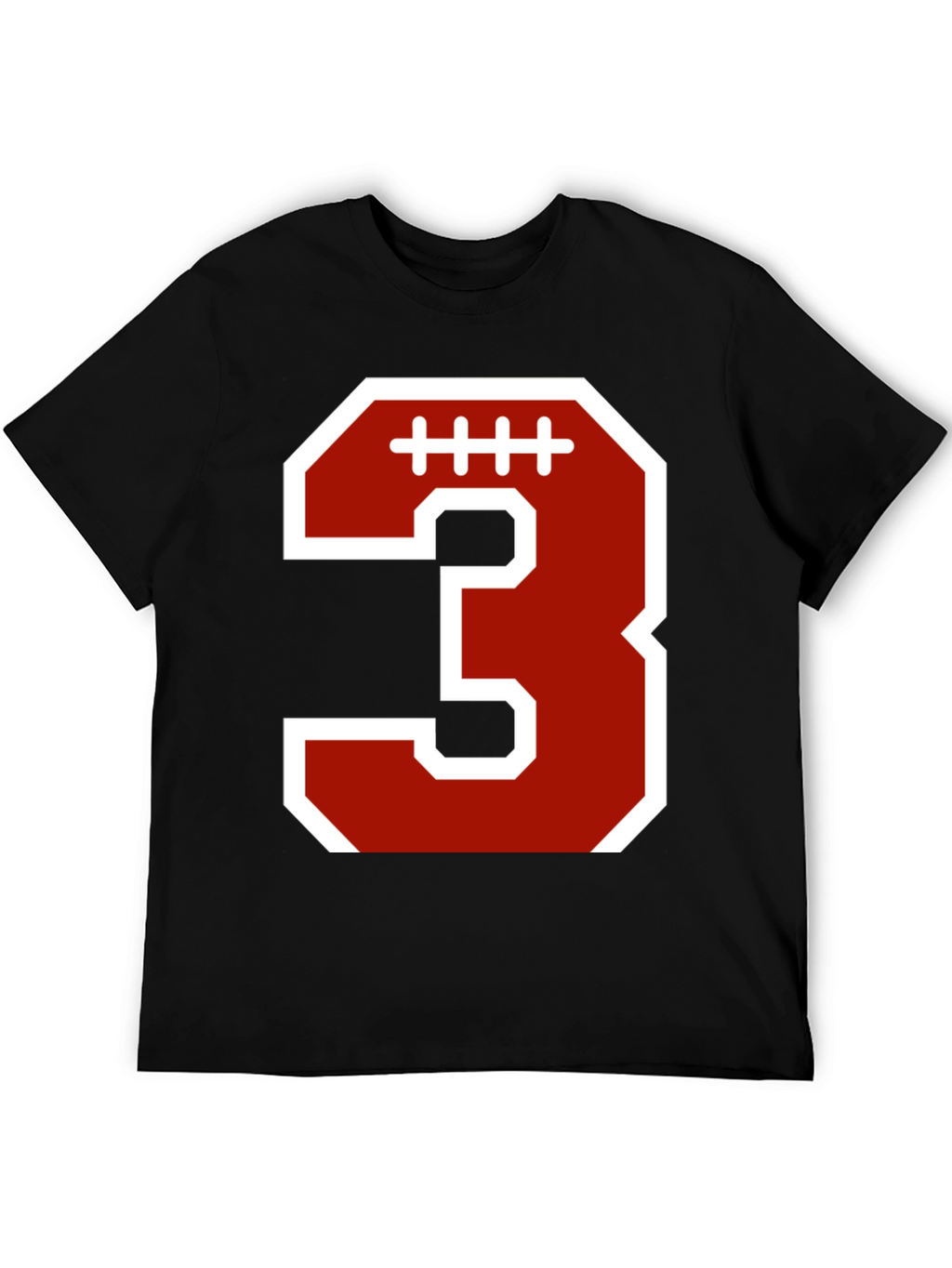 Football Number 3 T-Shirt - Black