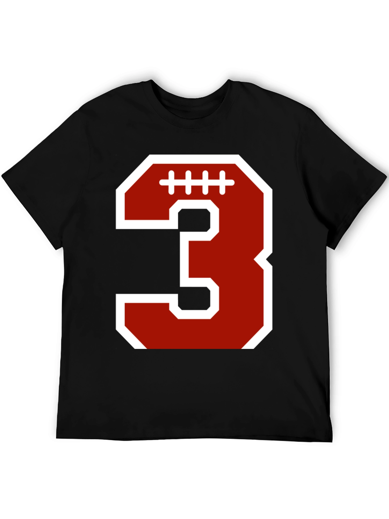 Football Number 3 T-Shirt - Black