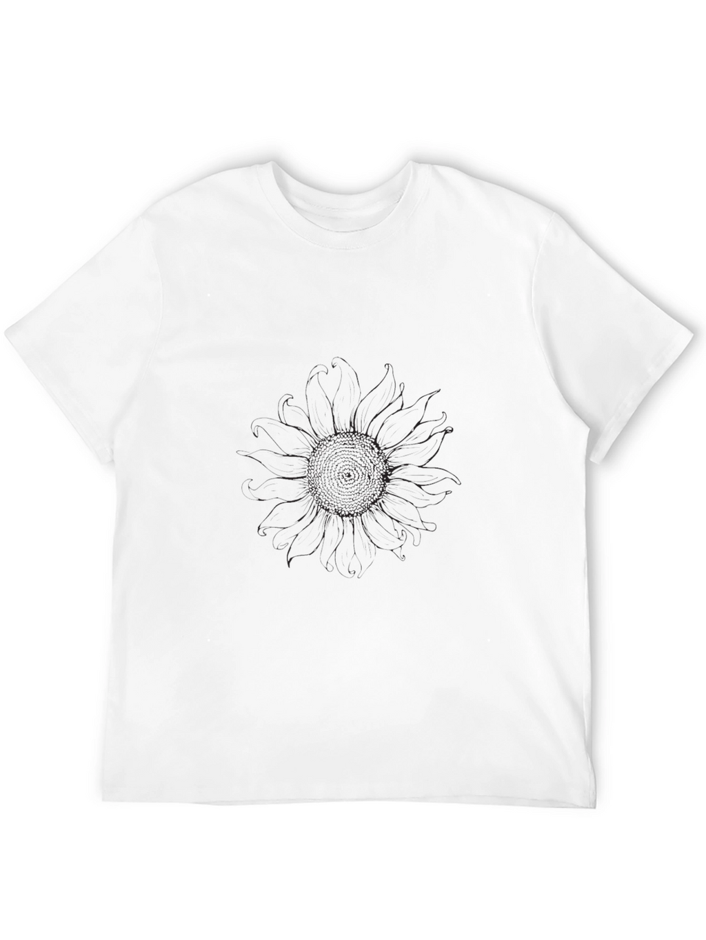 Mens Black T-Shirt - Subtle Sunflower Design