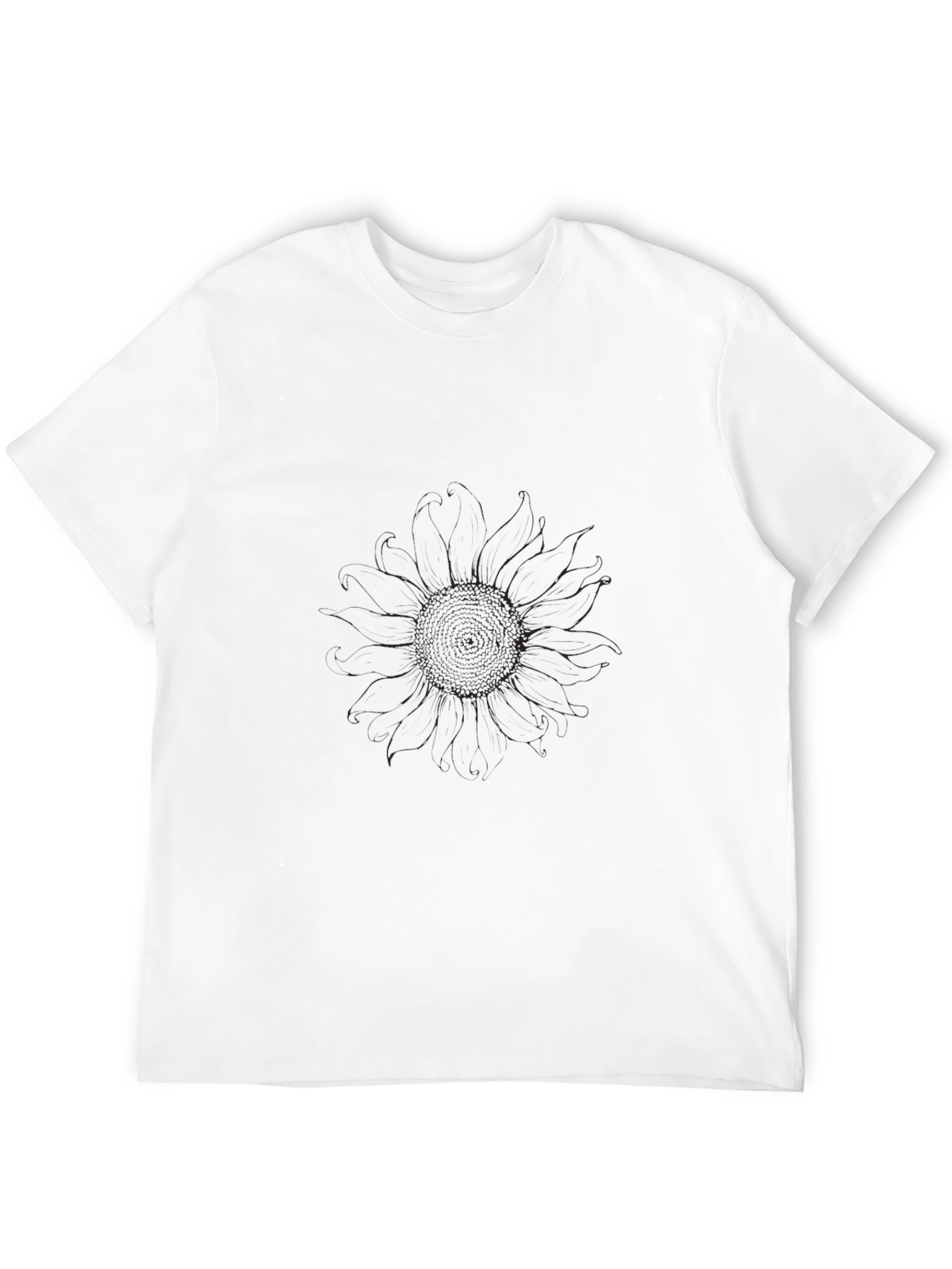 Mens Black T-Shirt - Subtle Sunflower Design