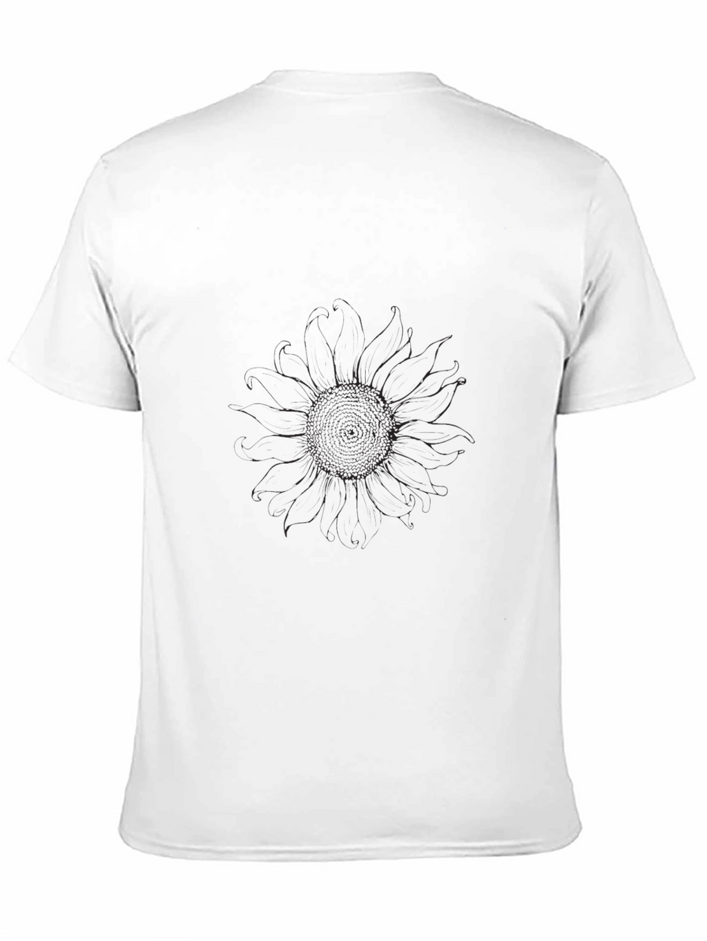 Mens Black T-Shirt - Subtle Sunflower Design