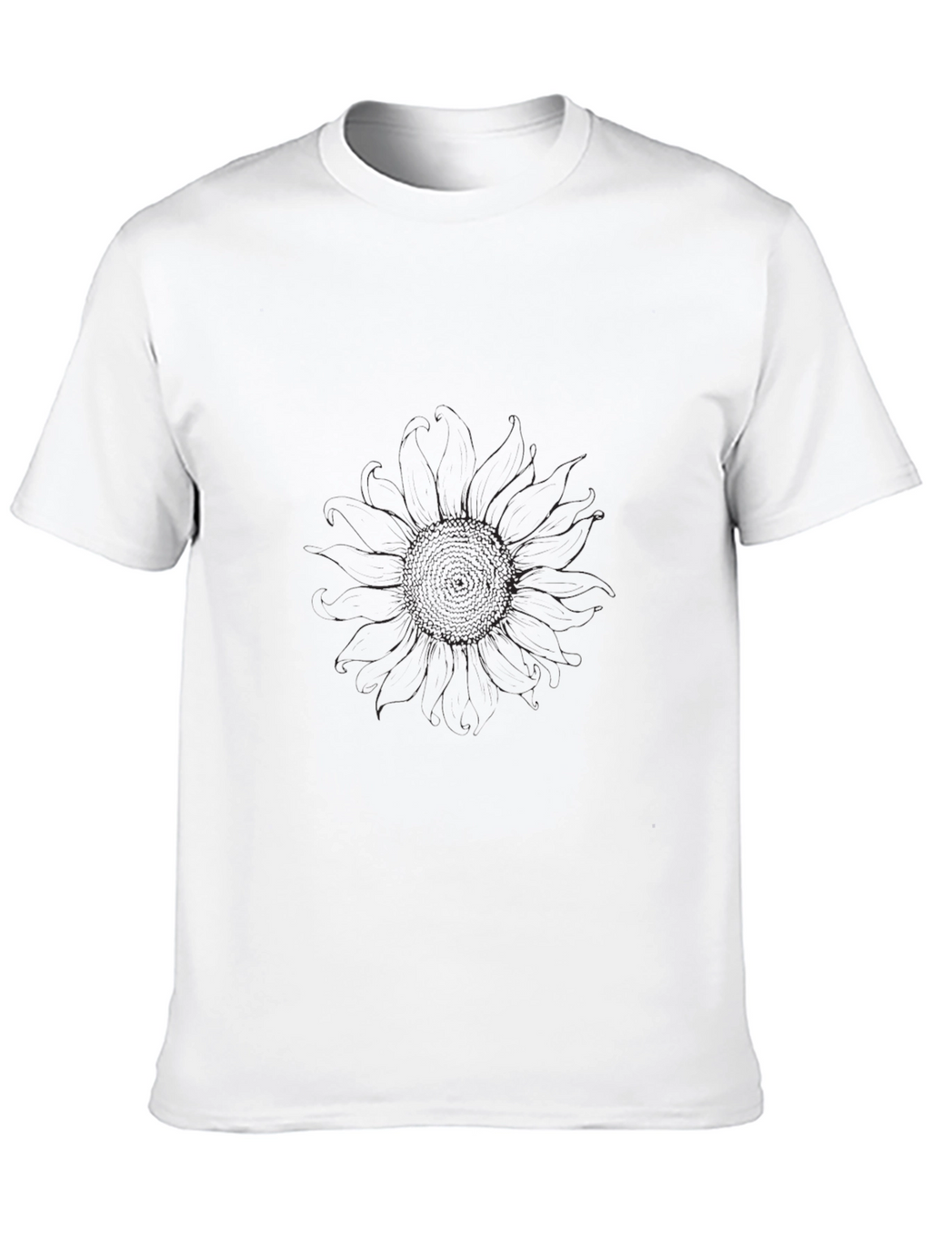 Mens Black T-Shirt - Subtle Sunflower Design