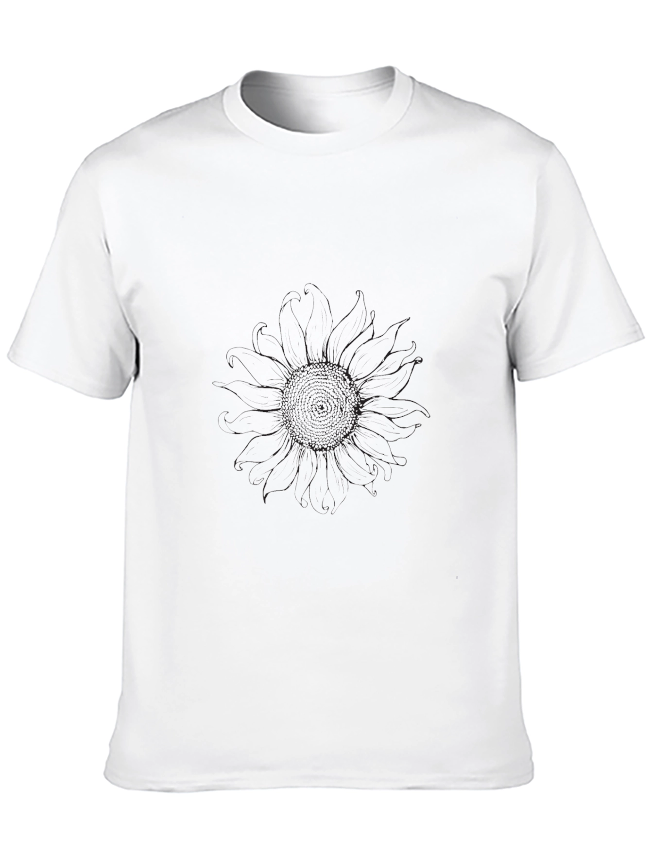 Mens Black T-Shirt - Subtle Sunflower Design