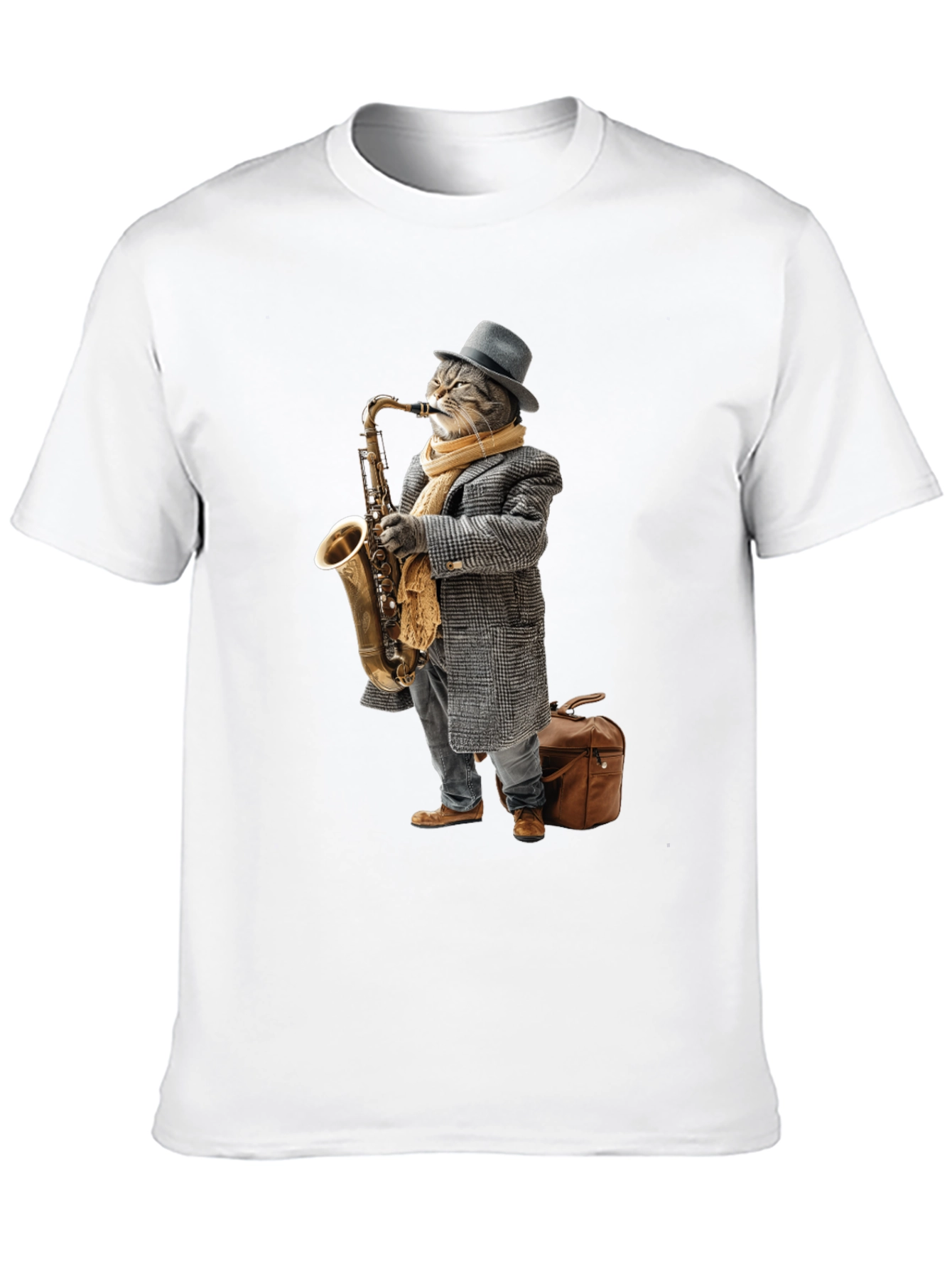 Cool Cat Saxophone Player Graphic Tee