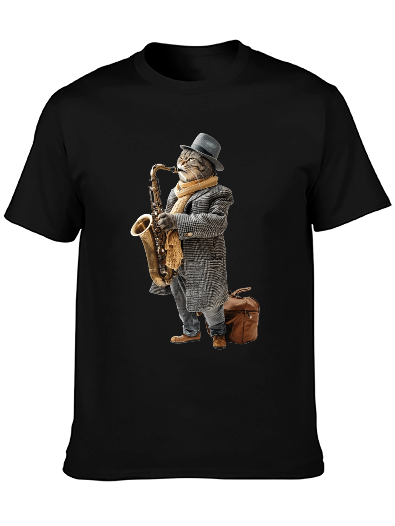 Cool Cat Saxophone Player Graphic Tee