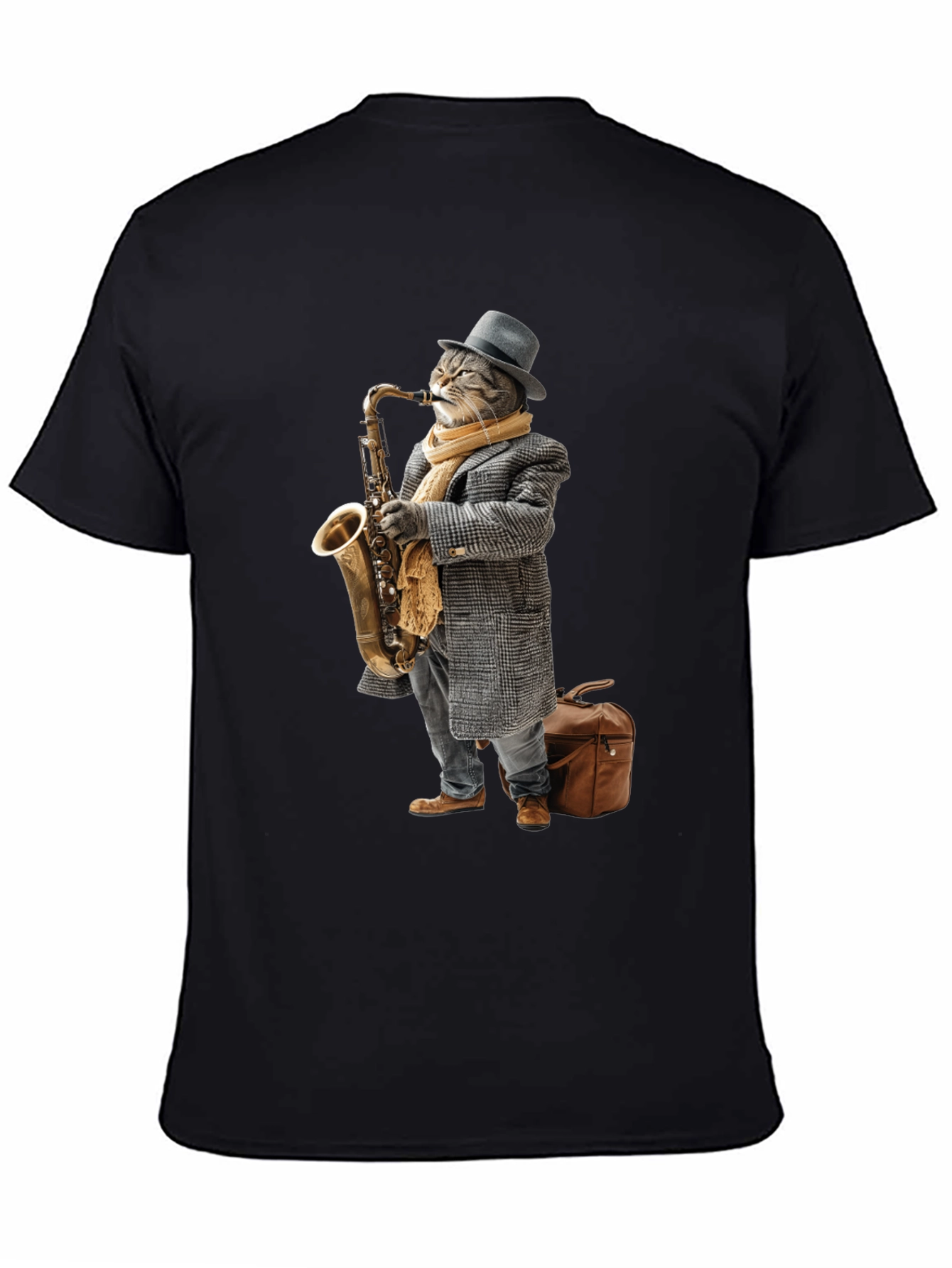 Cool Cat Saxophone Player Graphic Tee