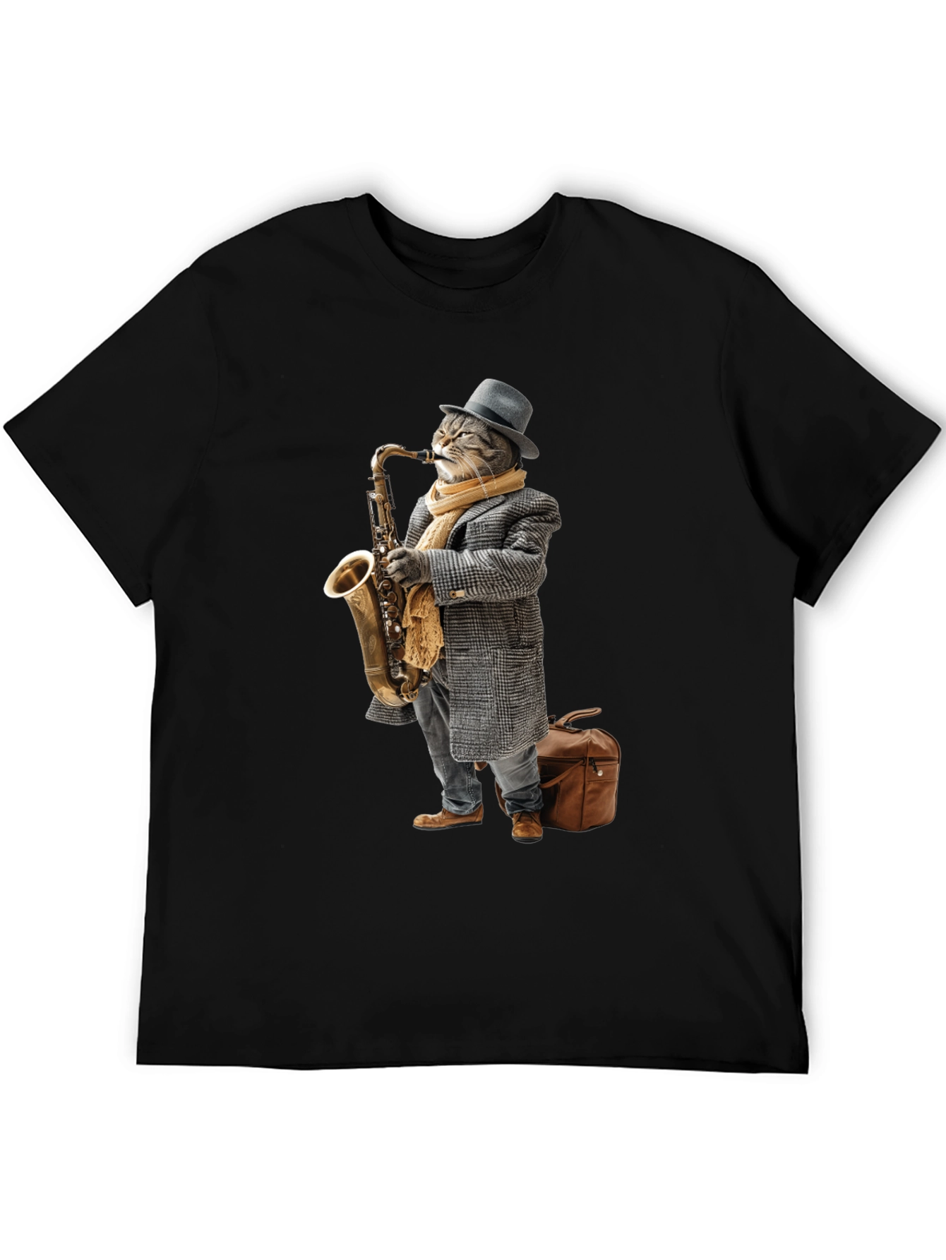 Cool Cat Saxophone Player Graphic Tee