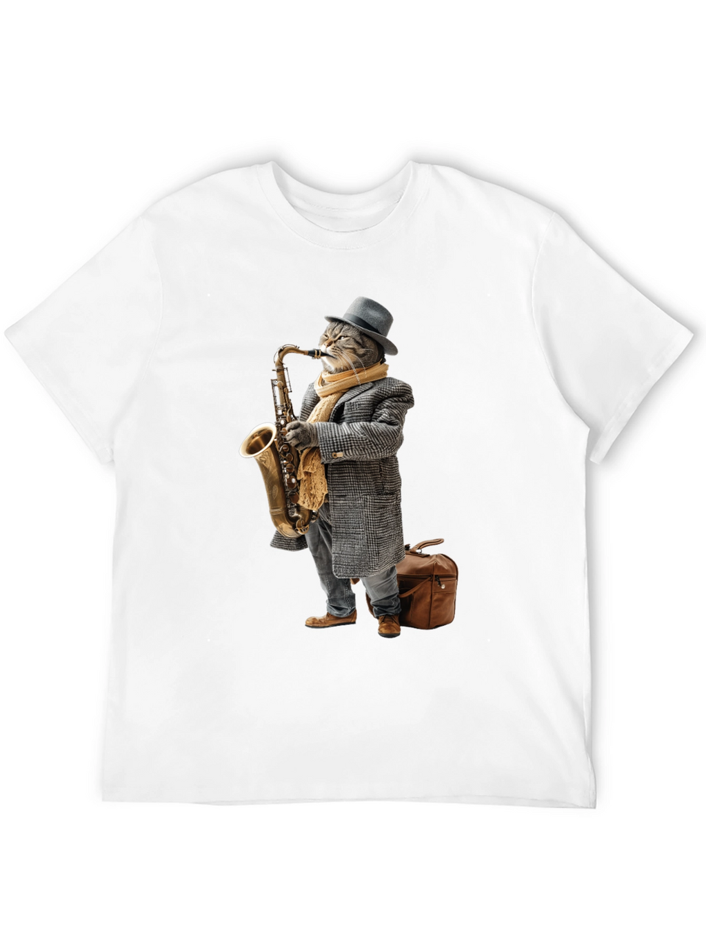 Cool Cat Saxophone Player Graphic Tee