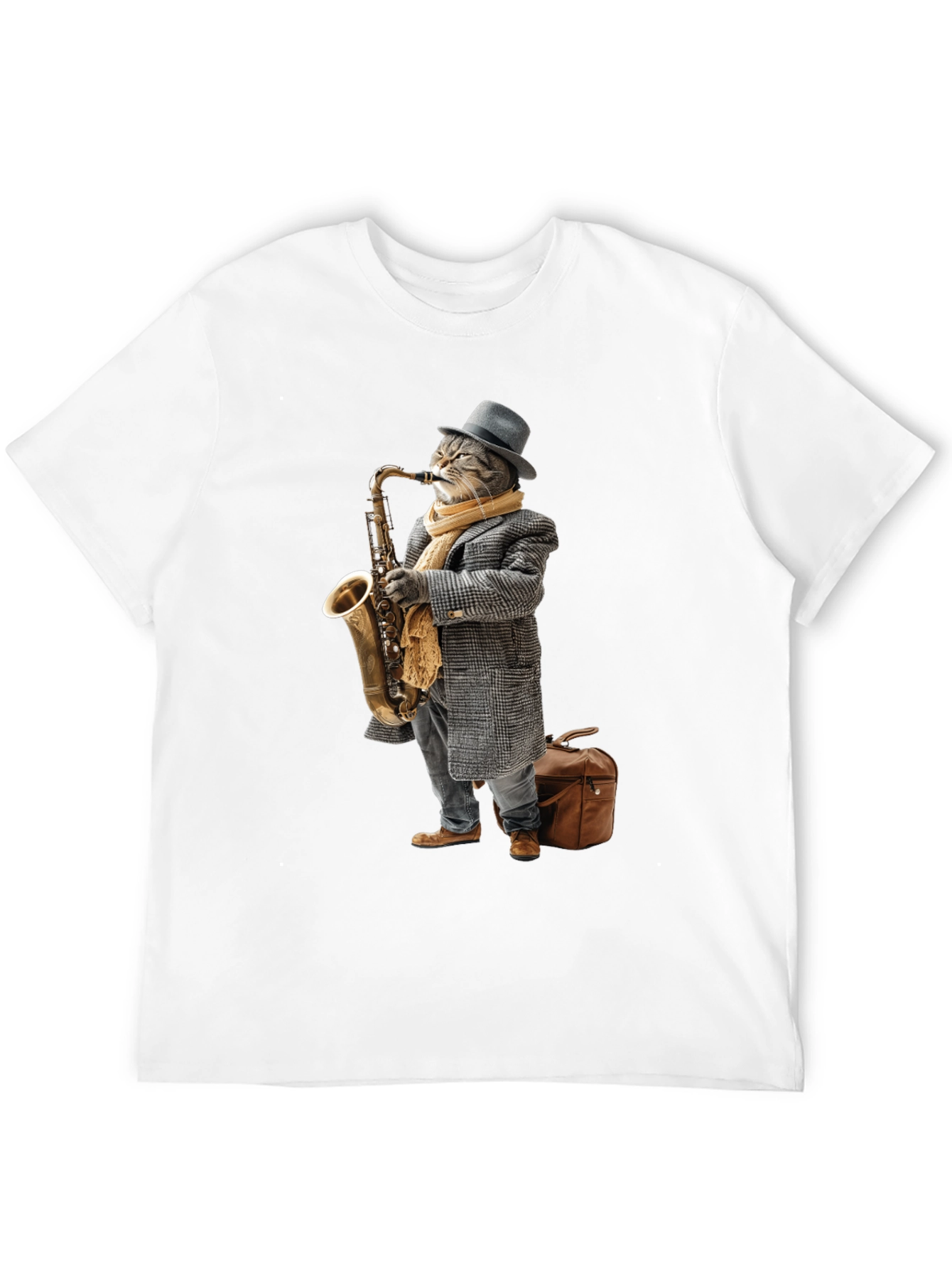 Cool Cat Saxophone Player Graphic Tee