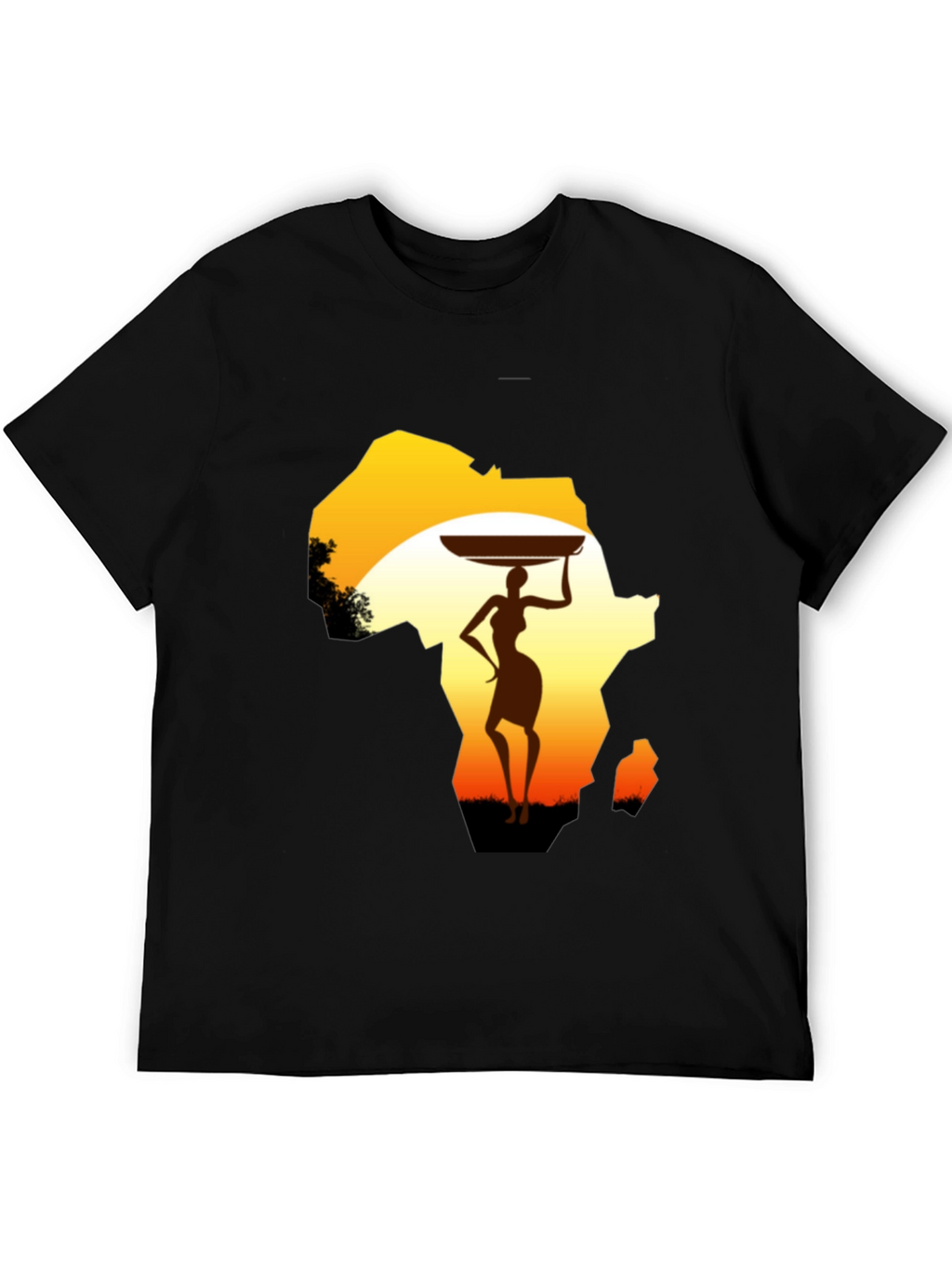 African Woman Graphic Tee - Black Cotton