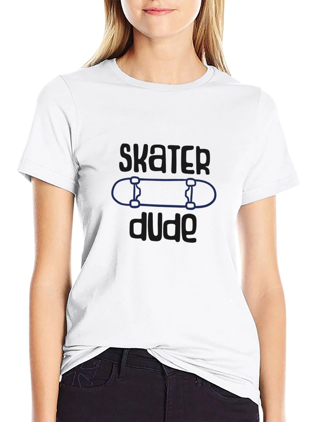Skater Dude Graphic Tee - Black Cotton T-Shirt