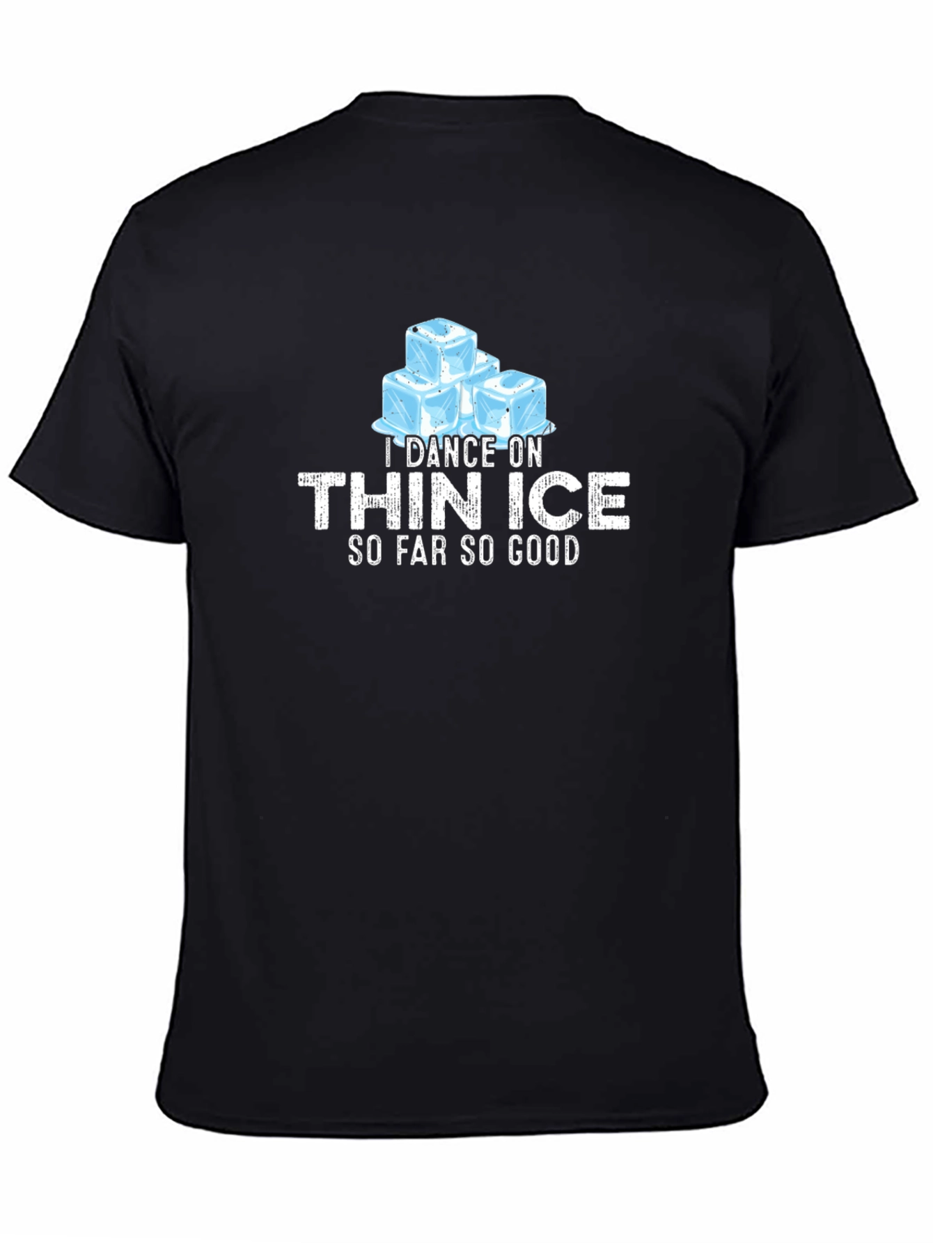 I Dance On Thin Ice Mens Black Graphic T-Shirt