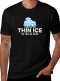 I Dance On Thin Ice Mens Black Graphic T-Shirt
