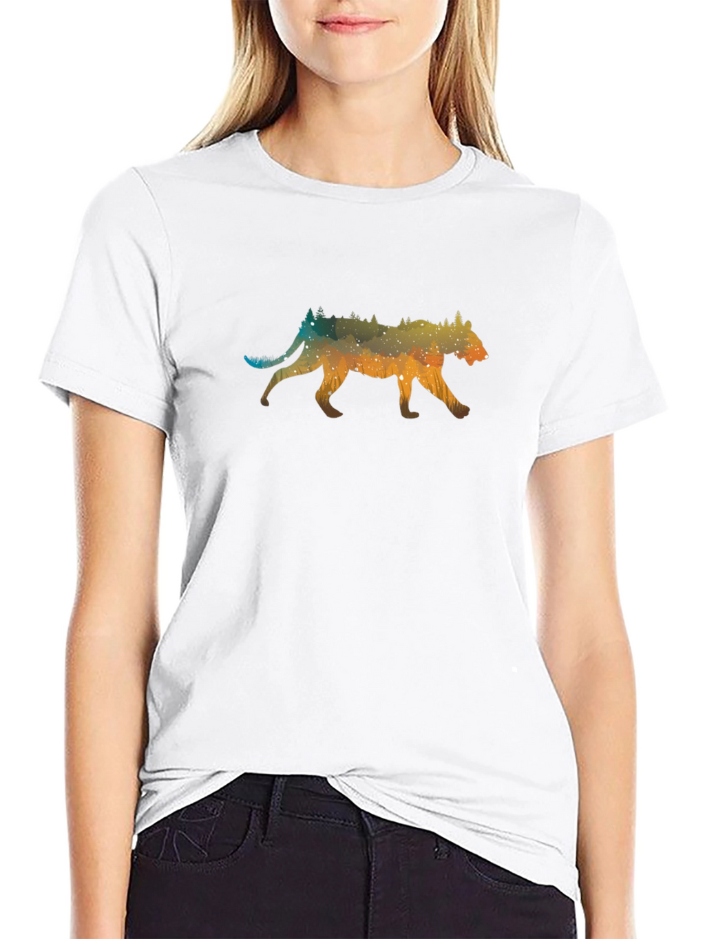 Galaxy Cougar Graphic Tee - Unisex Black T-Shirt